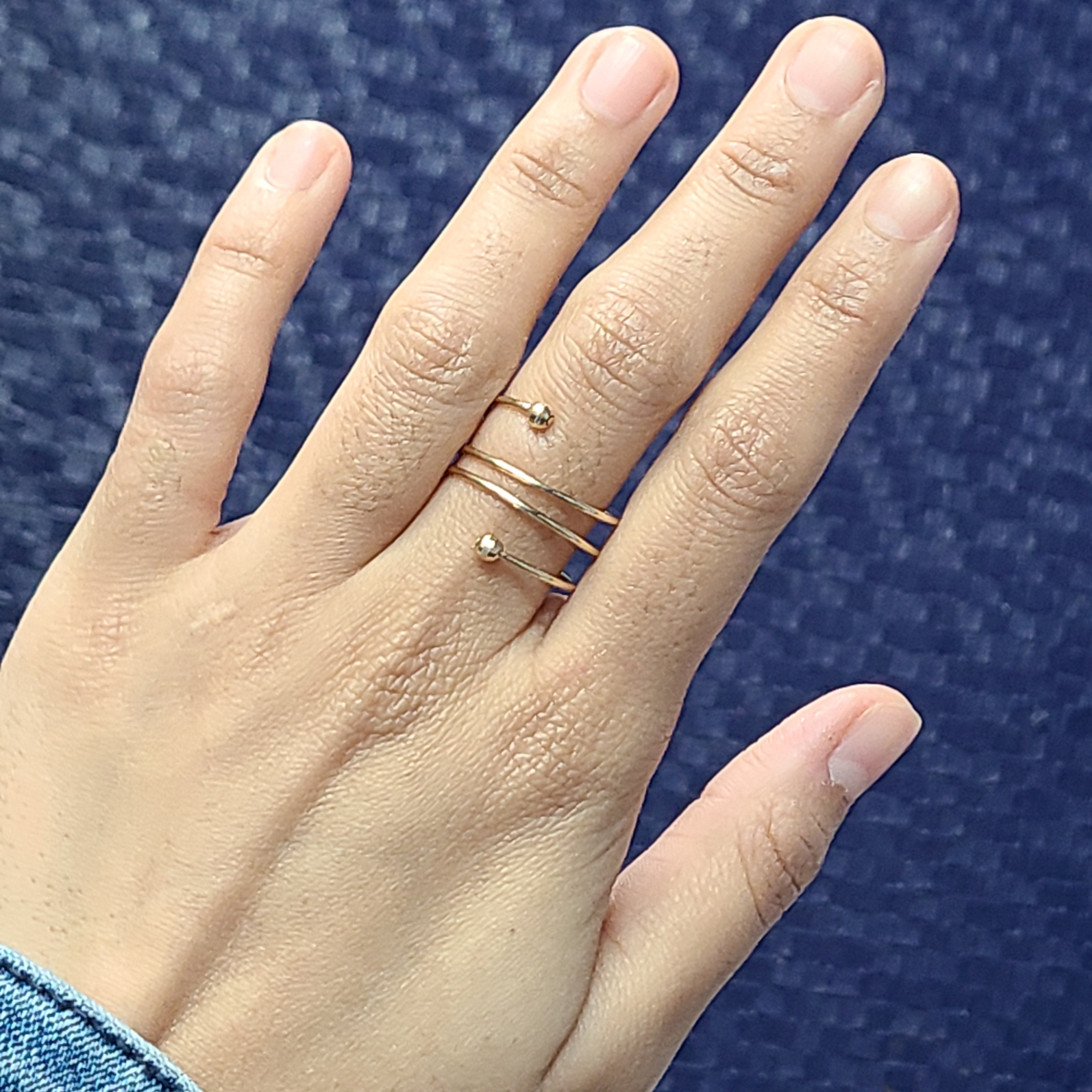 14K Yellow Gold Spiral Adjustable Ring