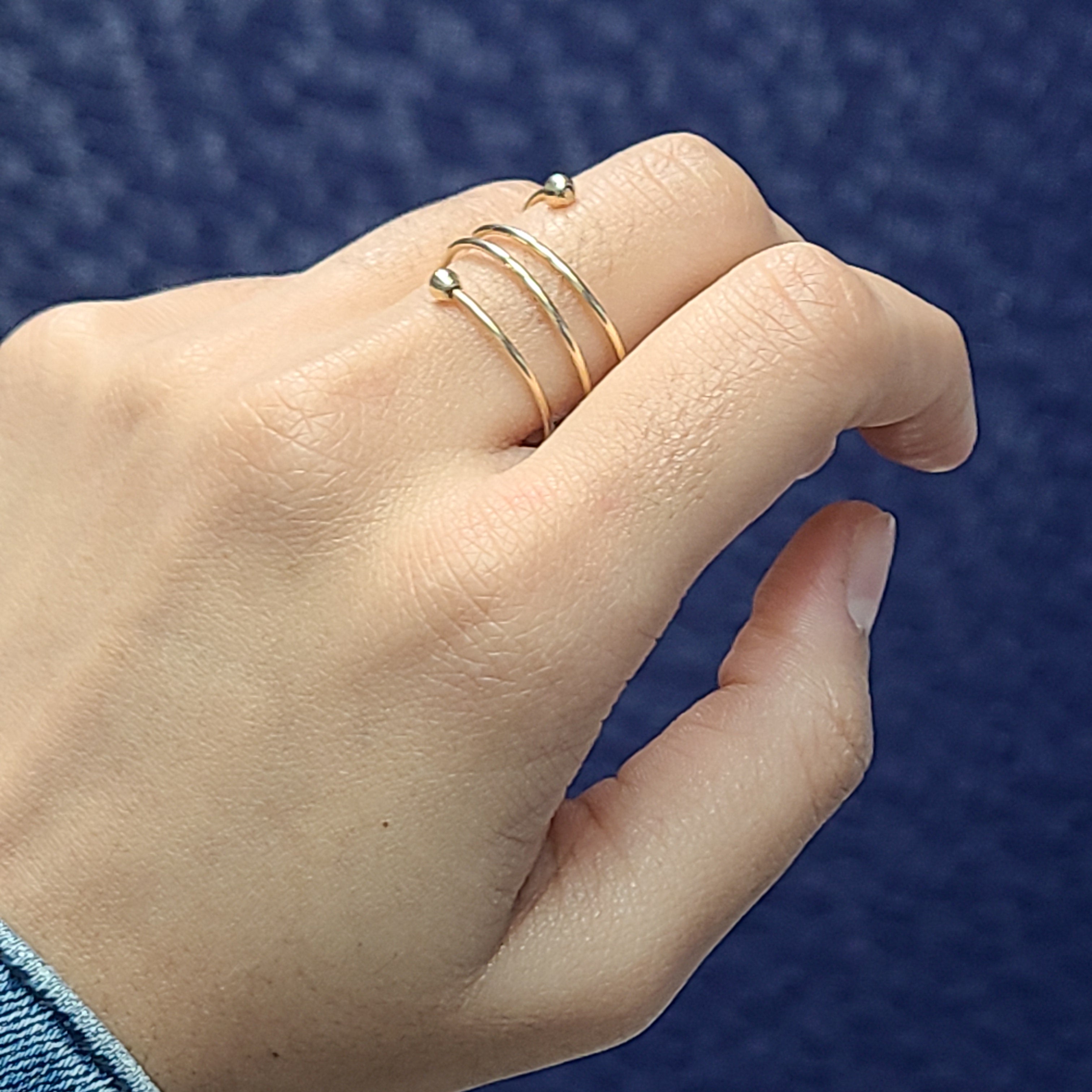 14K Yellow Gold Spiral Adjustable Ring