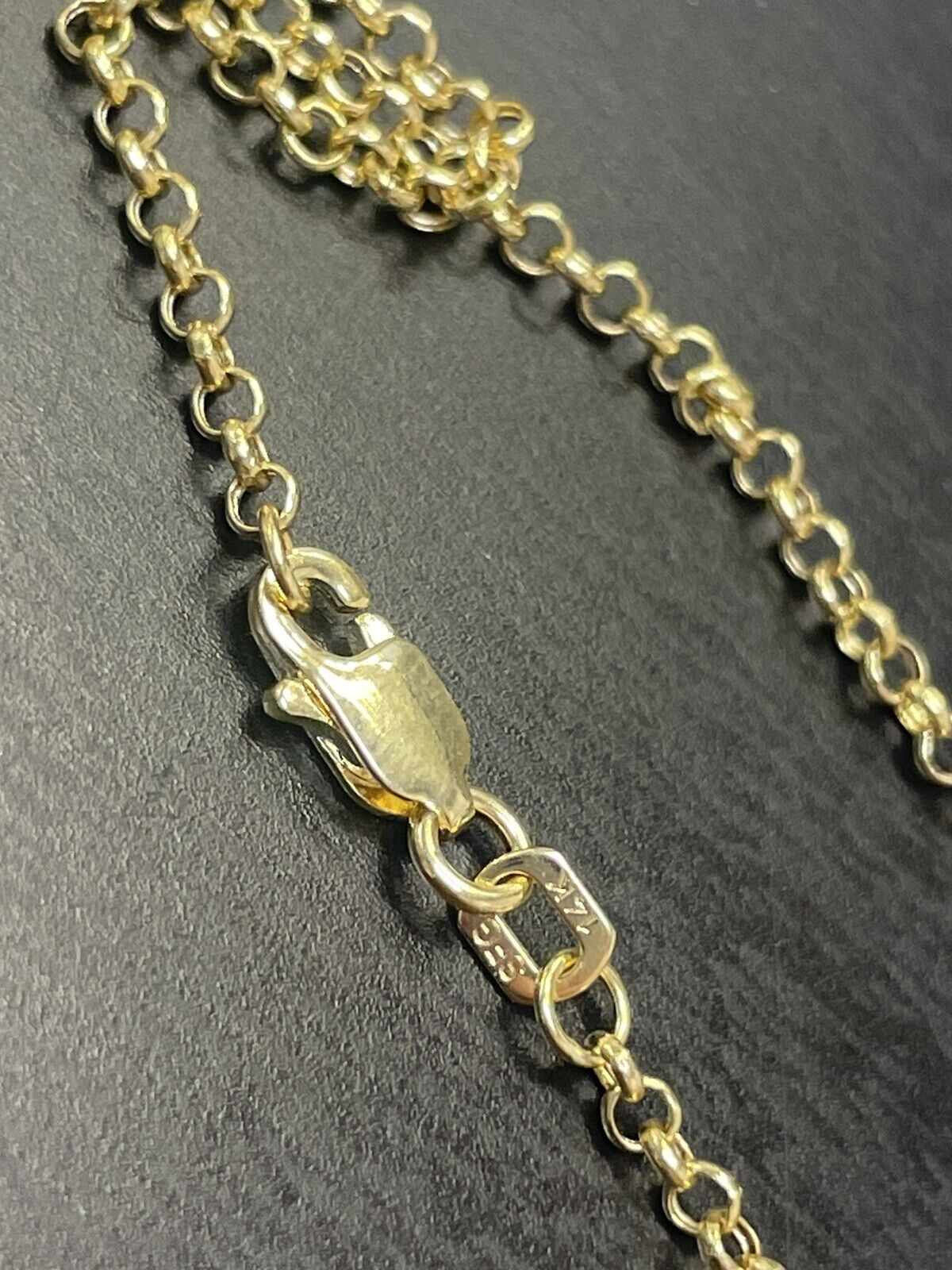 14K Solid Yellow Gold 2mm Rolo Chain Necklace 18" 1.84g