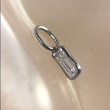 .15CT Diamond Solid 14K White Gold Pendant Charm 9x3mm