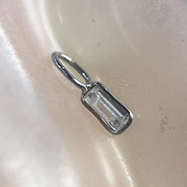 .15CT Diamond Solid 14K White Gold Pendant Charm 9x3mm