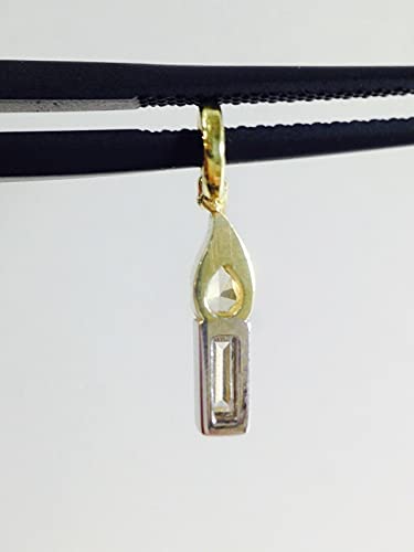 Fanciful! Natural Canary and Baguette Diamond 14K Yellow Gold Candle Charm