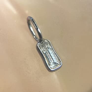 .15CT Diamond Solid 14K White Gold Pendant Charm 9x3mm