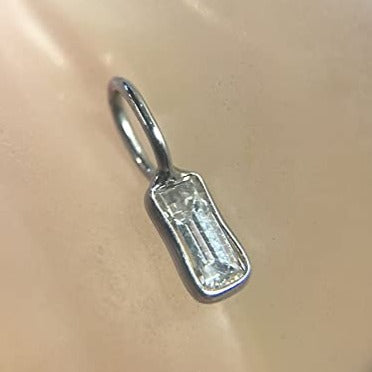 .15CT Diamond Solid 14K White Gold Pendant Charm 9x3mm