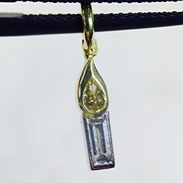 Fanciful! Natural Canary and Baguette Diamond 14K Yellow Gold Candle Charm