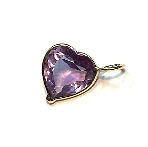 Natural Light Violet Amethyst Heart 14K Yellow Gold Pendant Charm 10x10mm