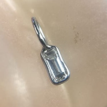 .15CT Diamond Solid 14K White Gold Pendant Charm 9x3mm