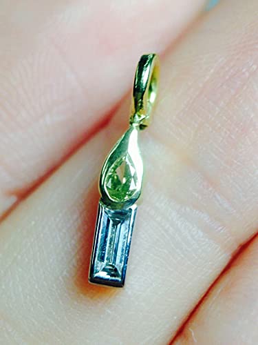 Fanciful! Natural Canary and Baguette Diamond 14K Yellow Gold Candle Charm