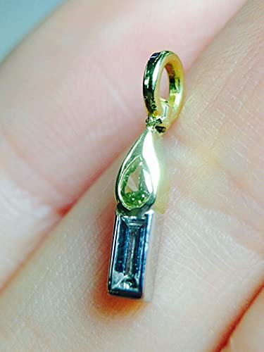 Fanciful! Natural Canary and Baguette Diamond 14K Yellow Gold Candle Charm