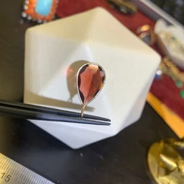 4CT Red Pear Garnet Solid 14K Yellow Gold Pendant Charm .75"