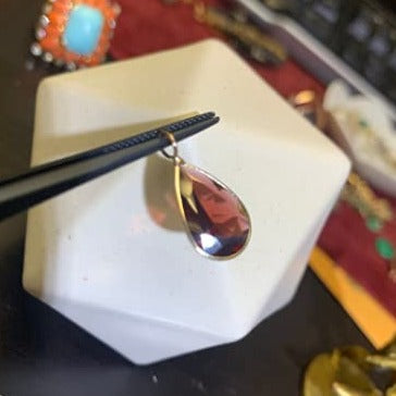 4CT Red Pear Garnet Solid 14K Yellow Gold Pendant Charm .75"