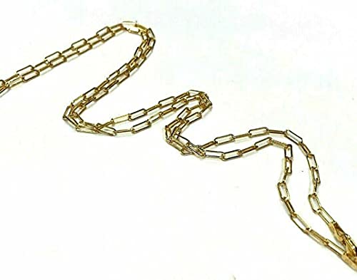 20" 2x6mm 14K Yellow Gold Paper Clip Link Chain Necklace