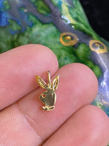 Playboy Bunny 14K Yellow Gold Pendant 12 x 7mm