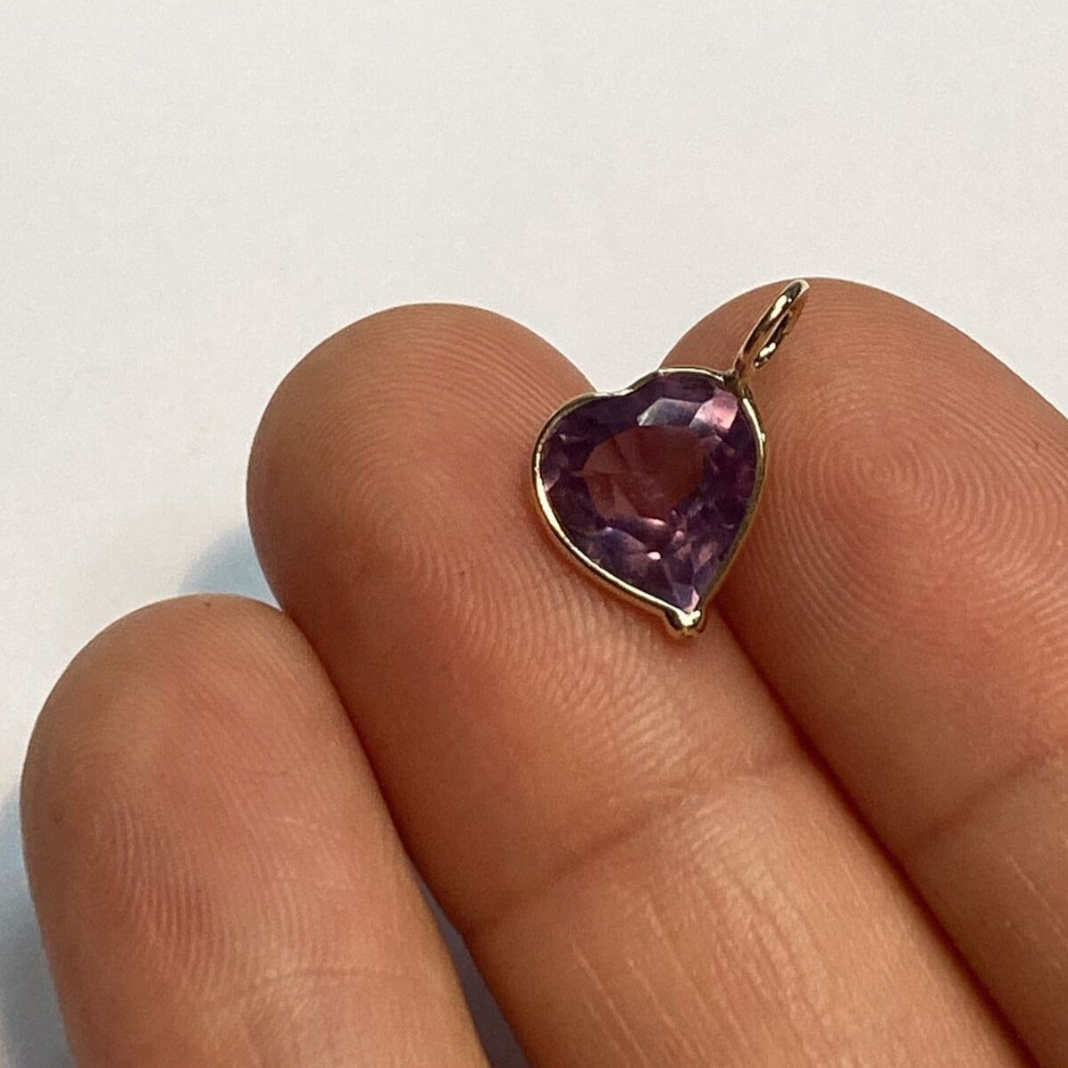 Natural Light Violet Amethyst Heart 14K Yellow Gold Pendant Charm 10x10mm