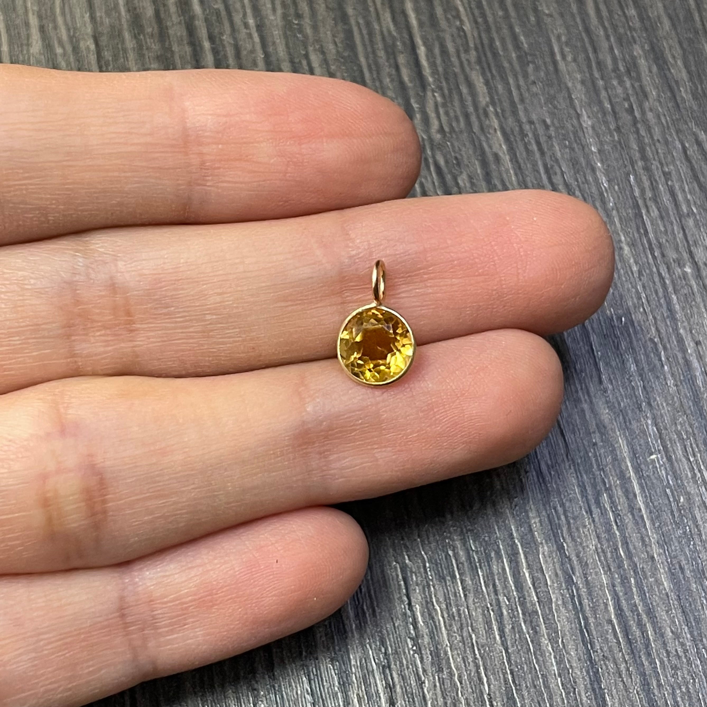 14k Yellow Gold Citrine Pendant Charm