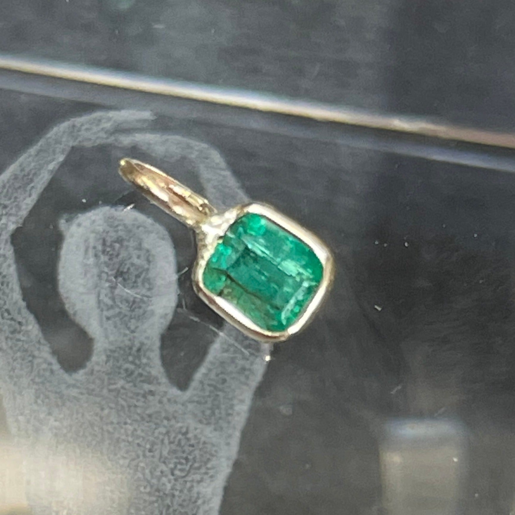 .23CT Natural Colombian Emerald Charm Pendant 14K Gold