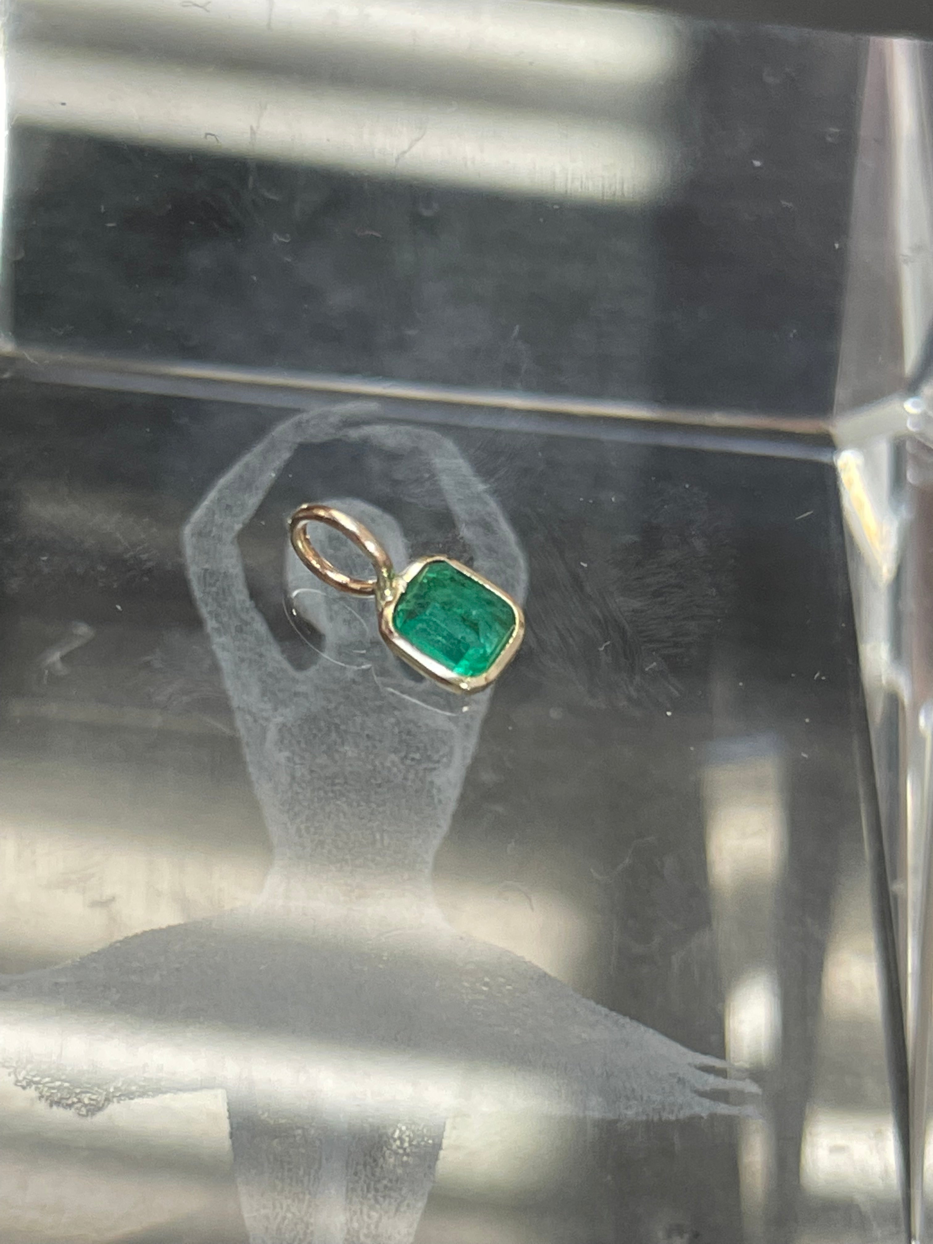 .23CT Natural Colombian Emerald Charm Pendant 14K Gold