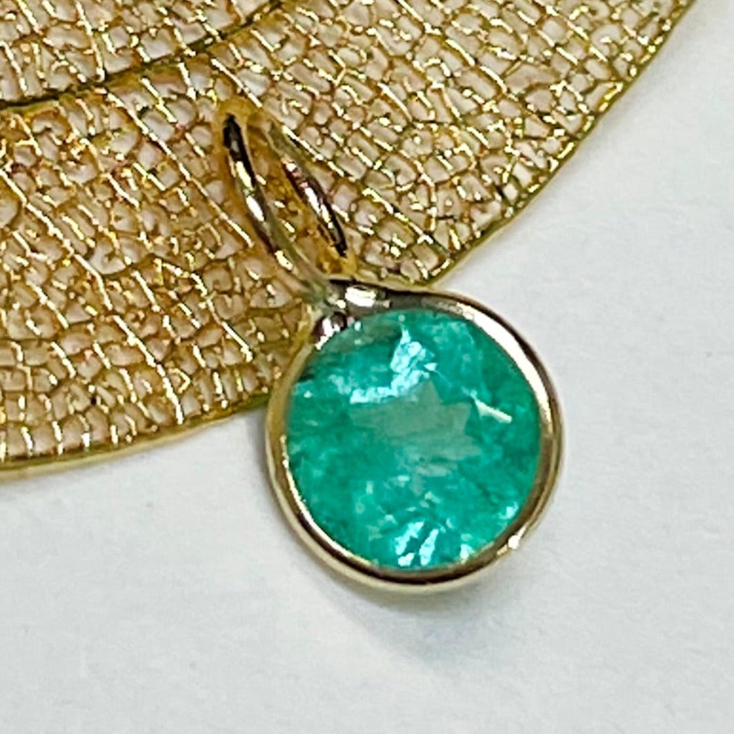 .40CT Colombian Emerald 14K Yellow Gold Pendant Charm