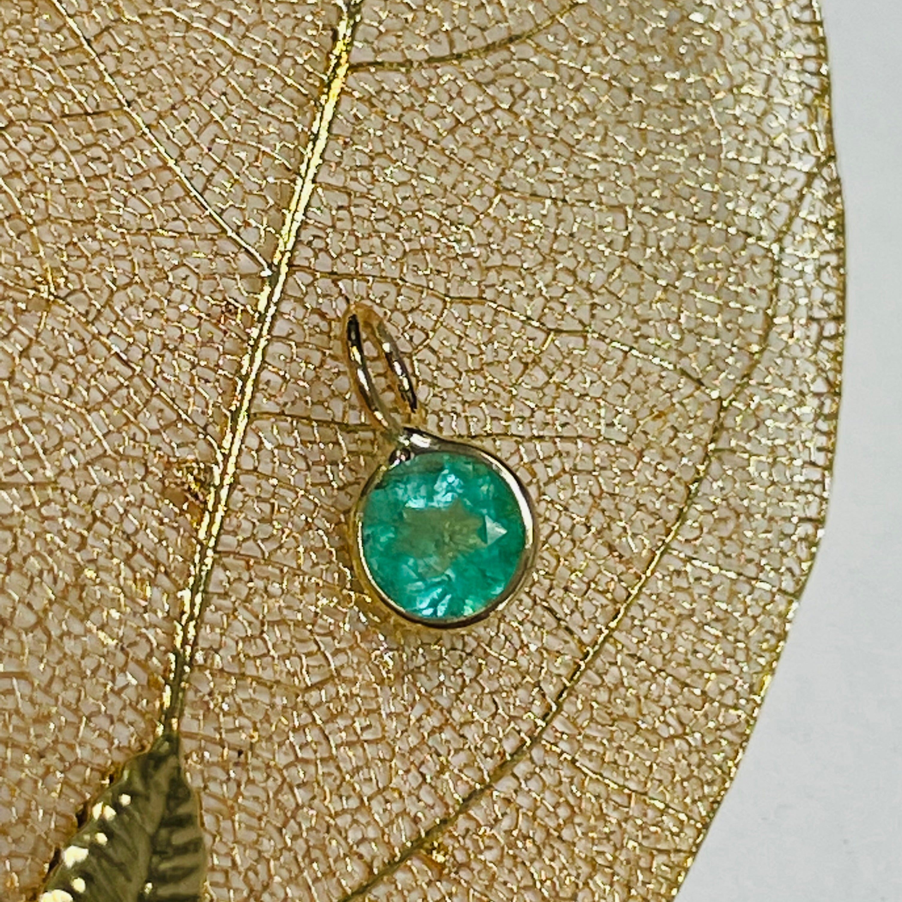 .40CT Colombian Emerald 14K Yellow Gold Pendant Charm