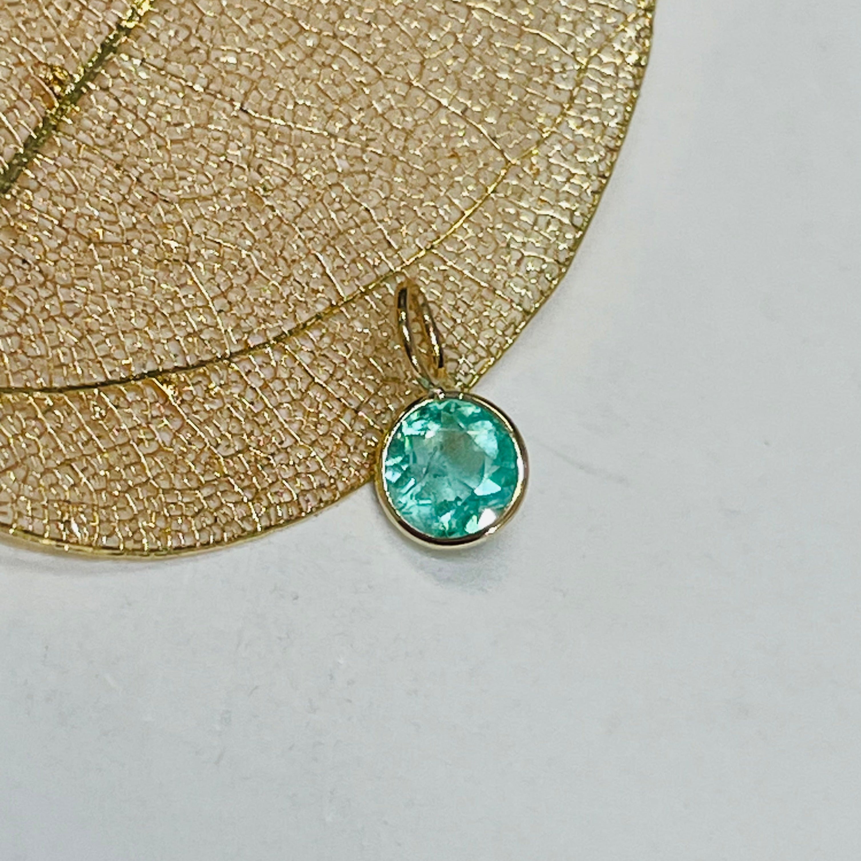 .40CT Colombian Emerald 14K Yellow Gold Pendant Charm