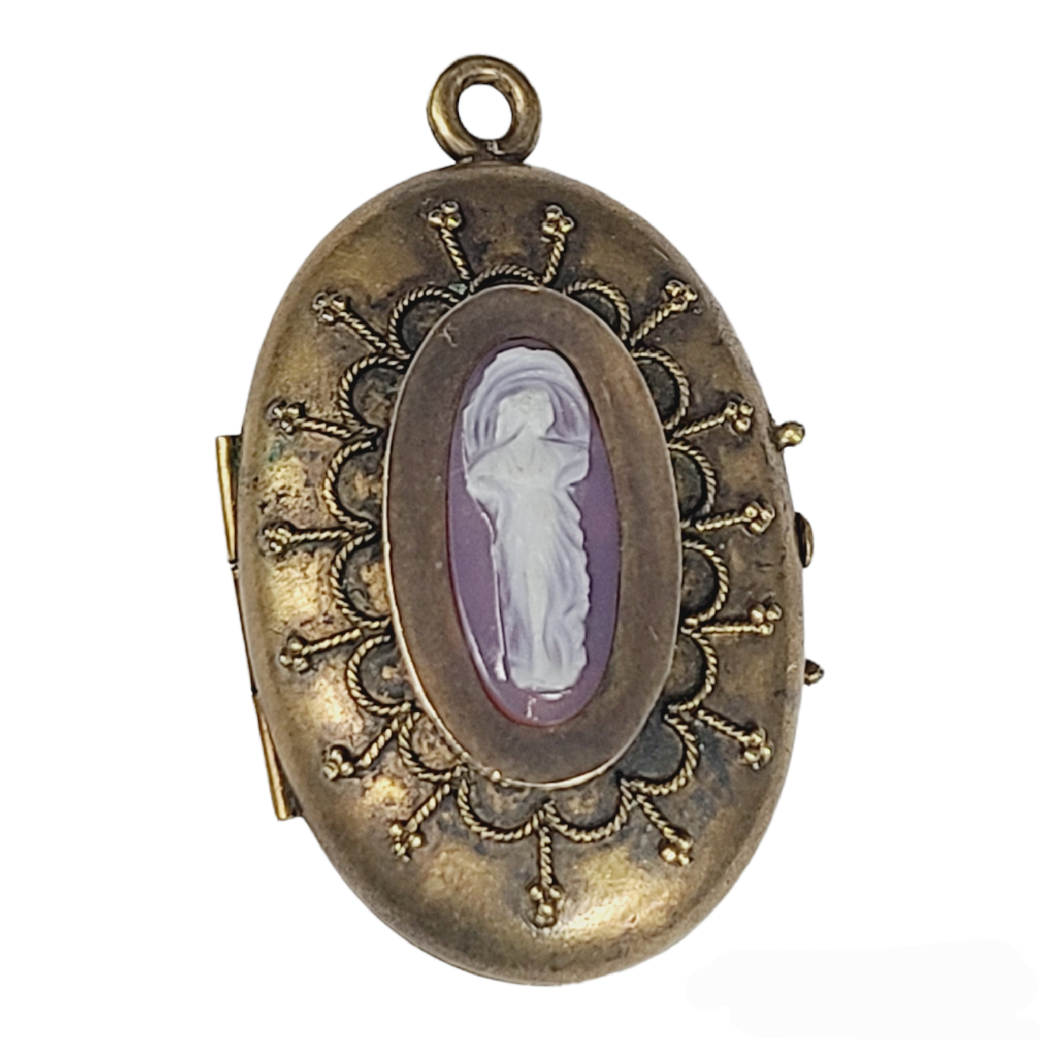 Antique Gold Filled Etruscan Intaglio Lady Locket