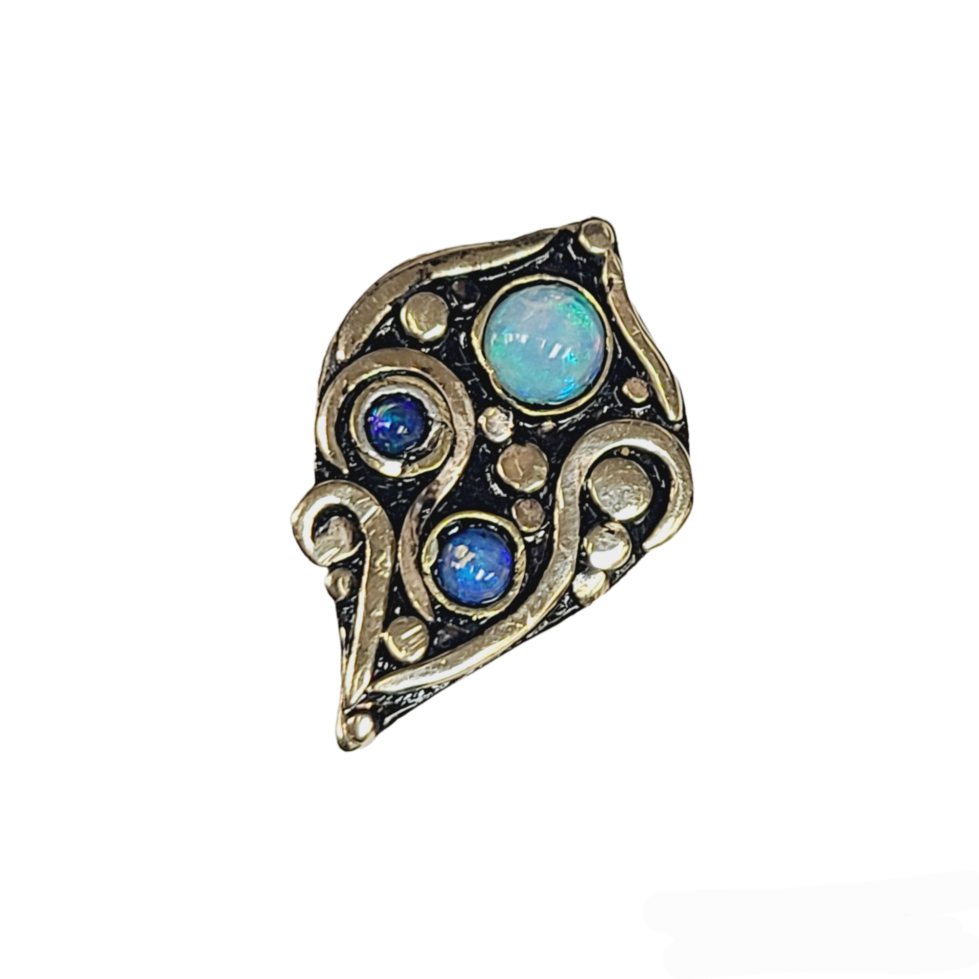 14K Yellow Gold Opal and Enamel Slide Pendant