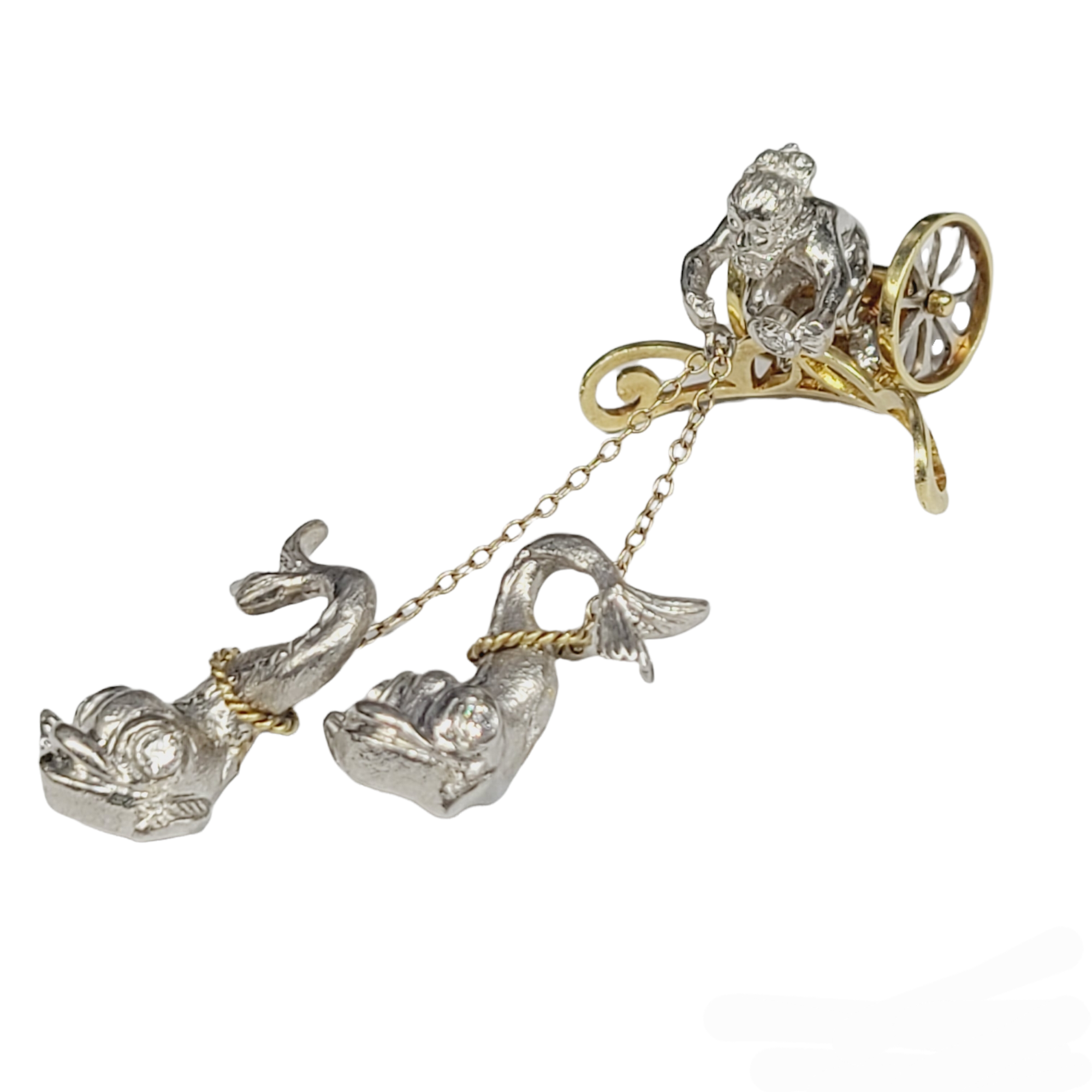 Neptune and Fish 18K Gold and Platinum Figurine