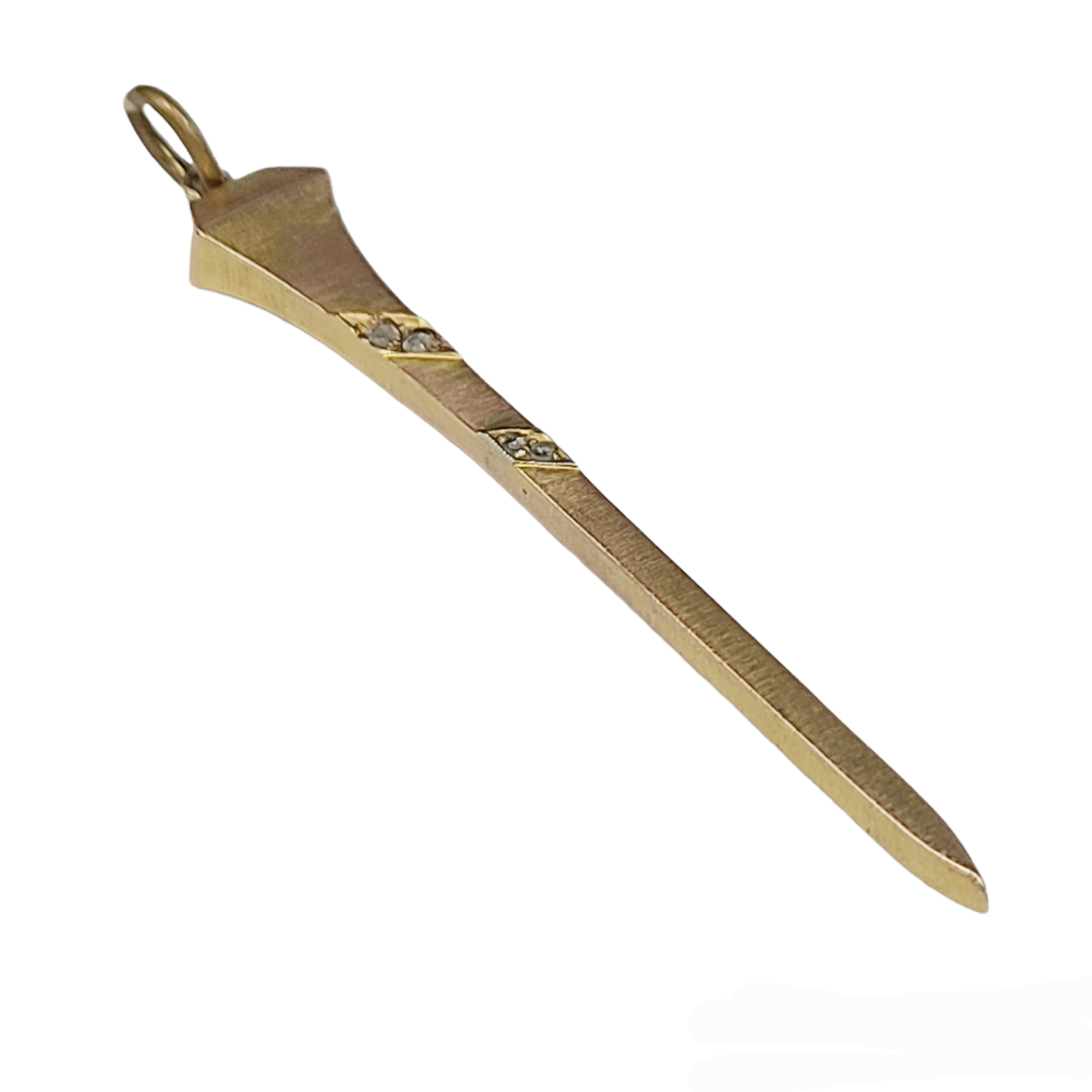 Victorian Dagger Nail Rose Cut Diamond Pendant 2.4 x .40"