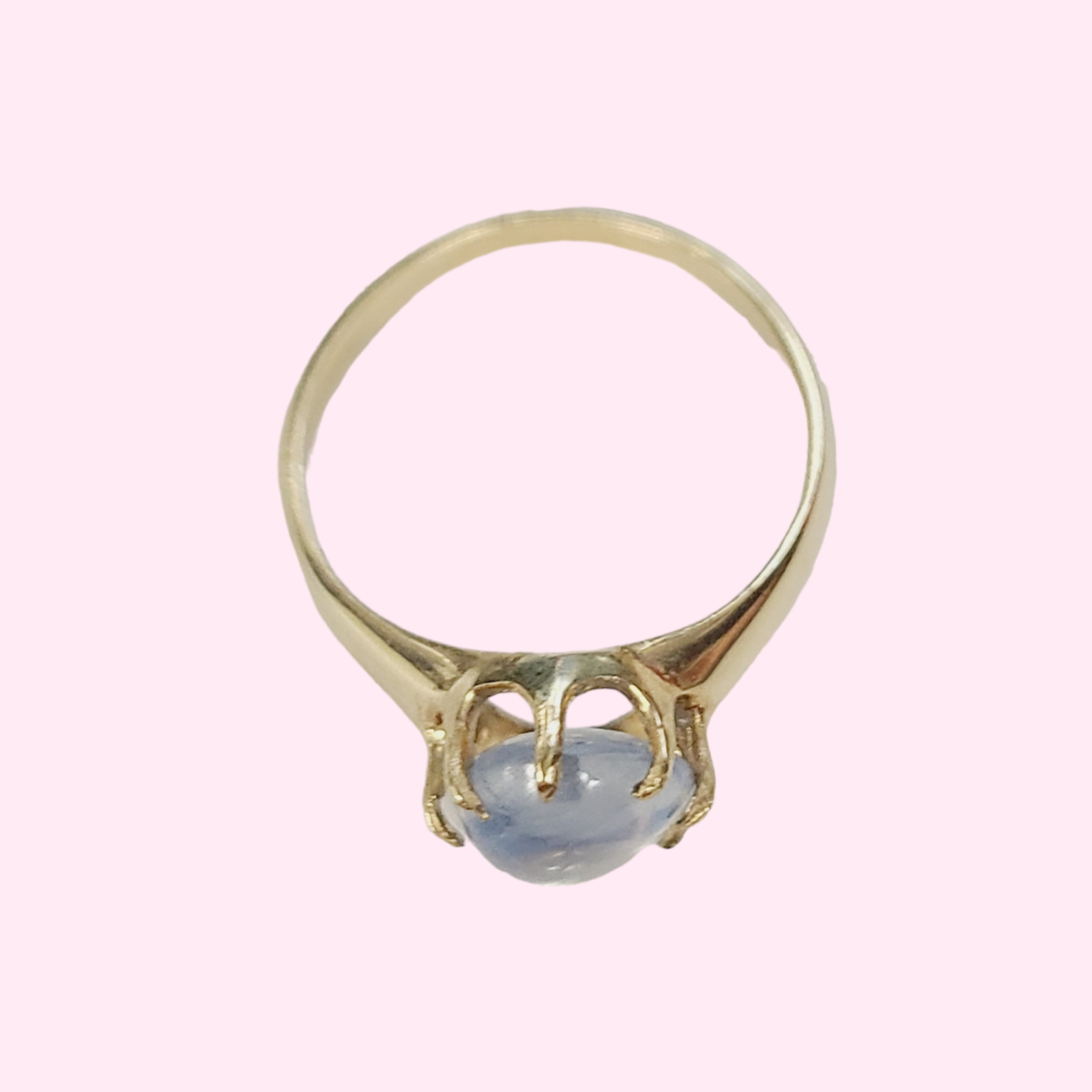 Natural Cabochon Sapphire Antique 14K Yellow Gold Ring Band Size 5.5