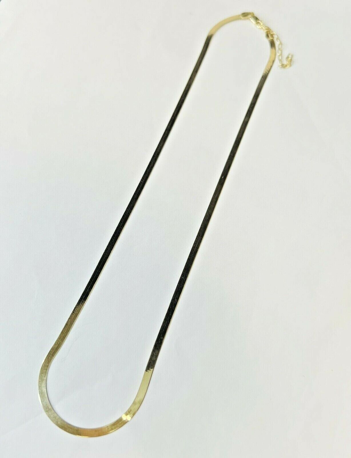 Shimmering 10K Solid Yellow Gold Herringbone 3mm Chain Necklace 20"-22”