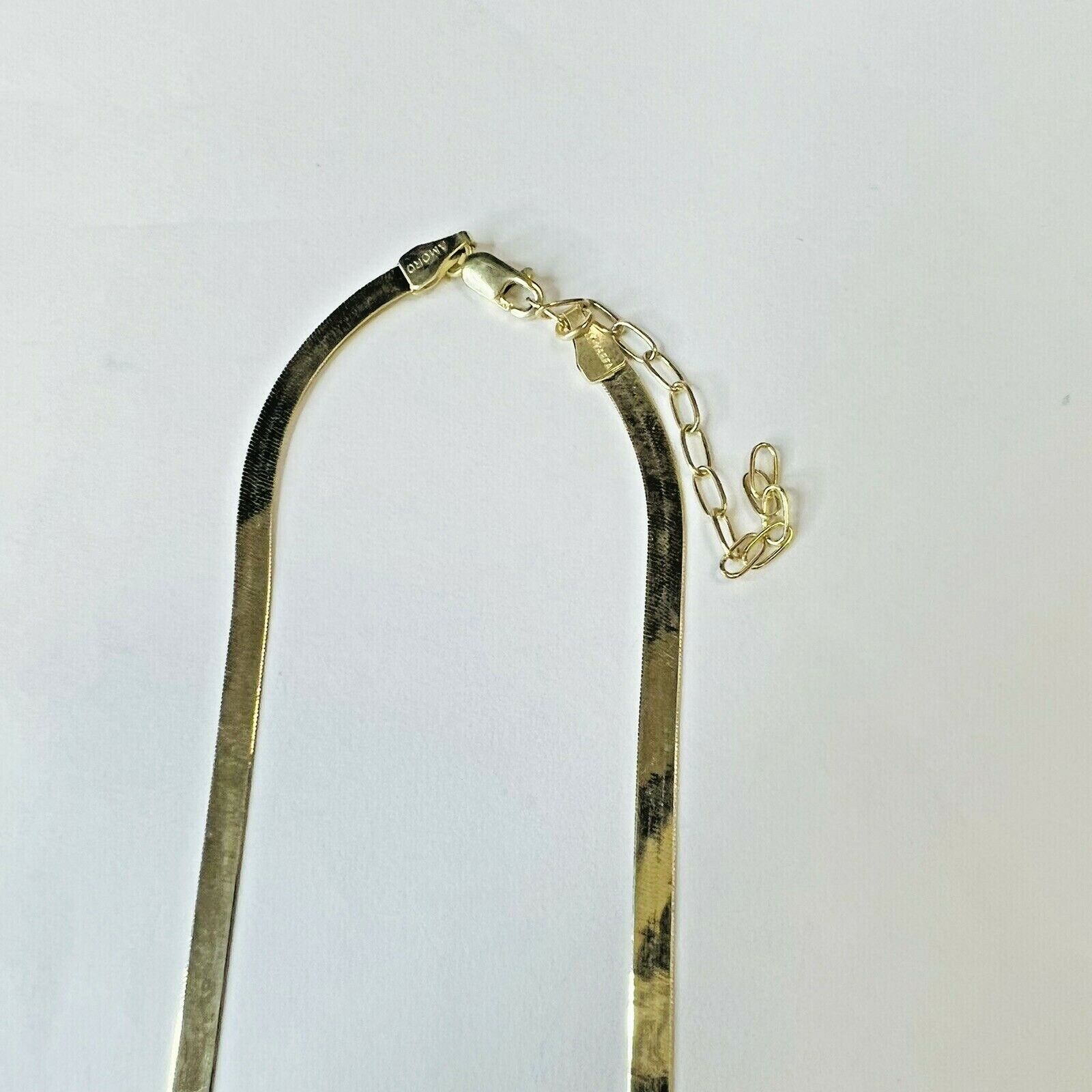 Shimmering 10K Solid Yellow Gold Herringbone 3mm Chain Necklace 20"-22”