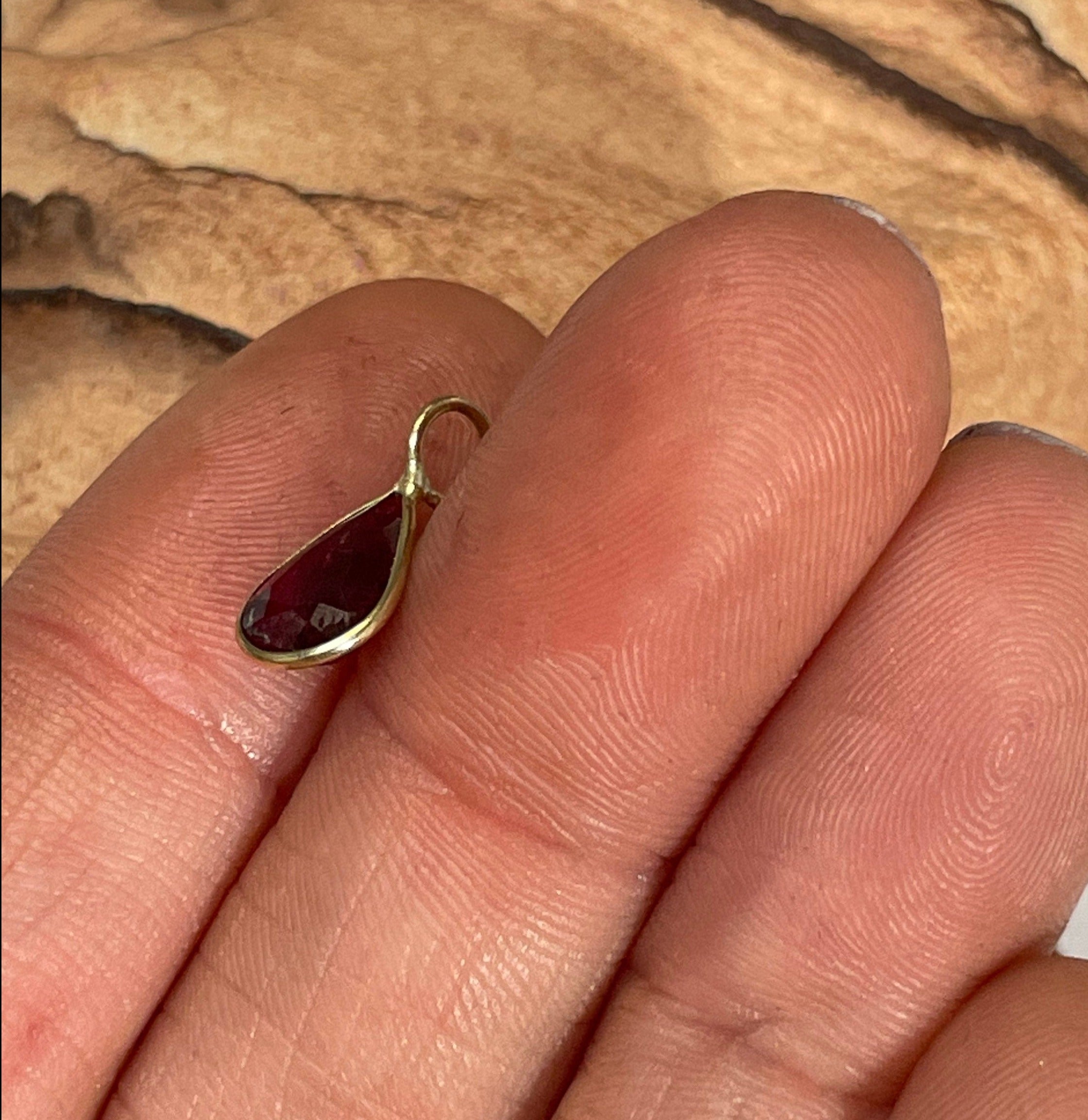 1.1CT Natural Deep Fuchsia Tourmaline Pear Shape in Solid 14K Yellow Gold