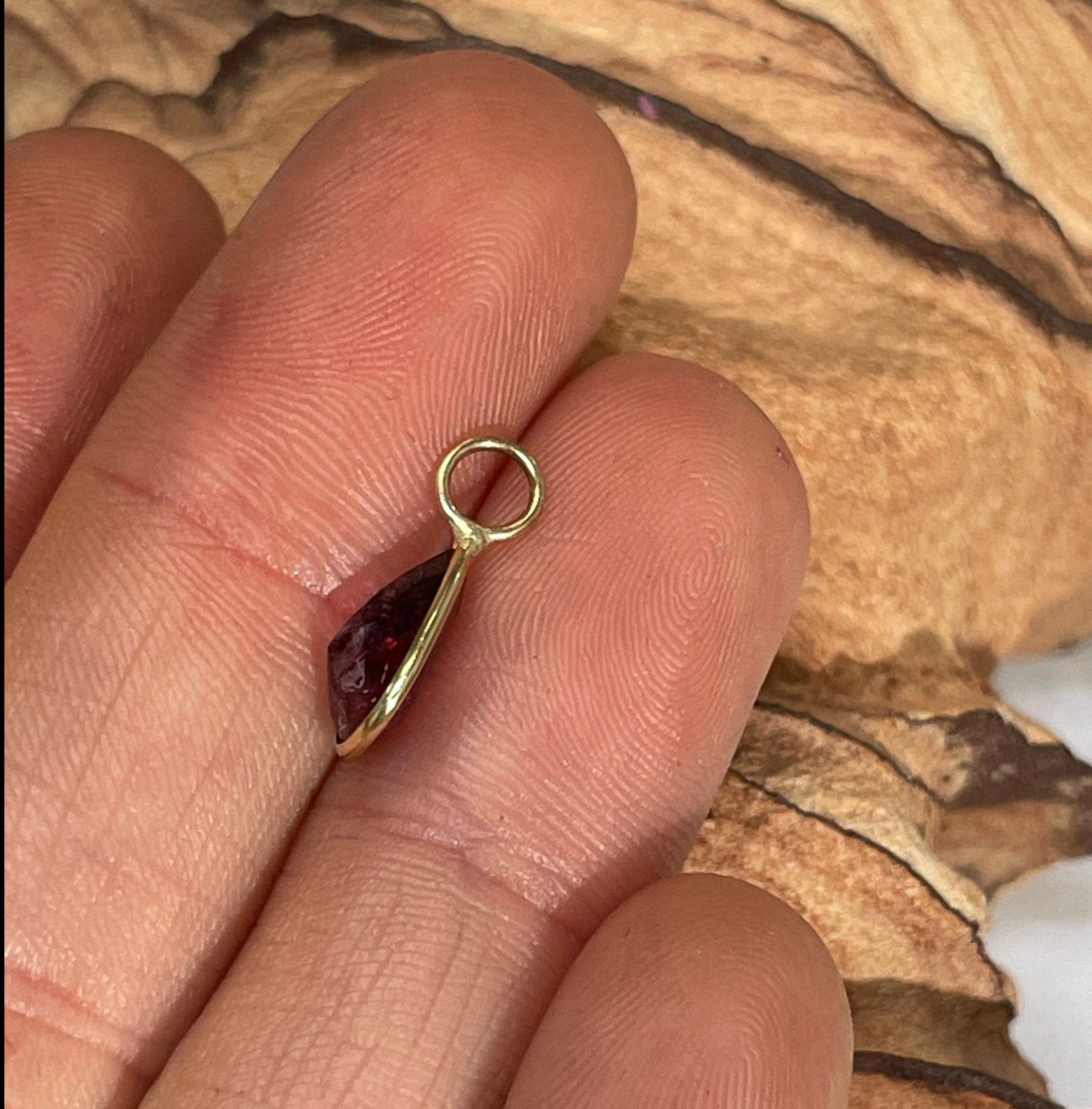 1.1CT Natural Deep Fuchsia Tourmaline Pear Shape in Solid 14K Yellow Gold