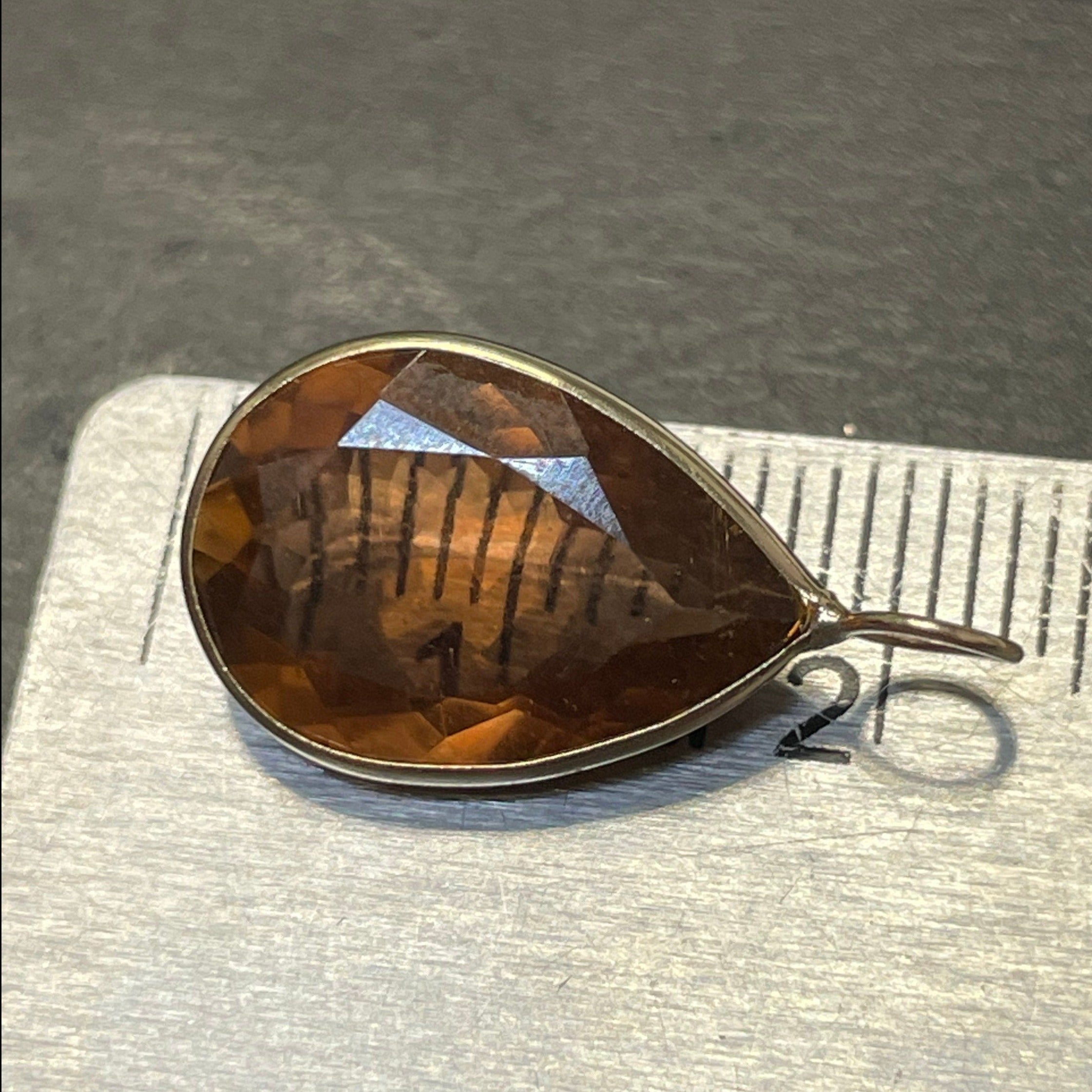 6CT Natural Orange Tourmaline Pear Shape in Solid 14K Yellow Gold Pendant Charm