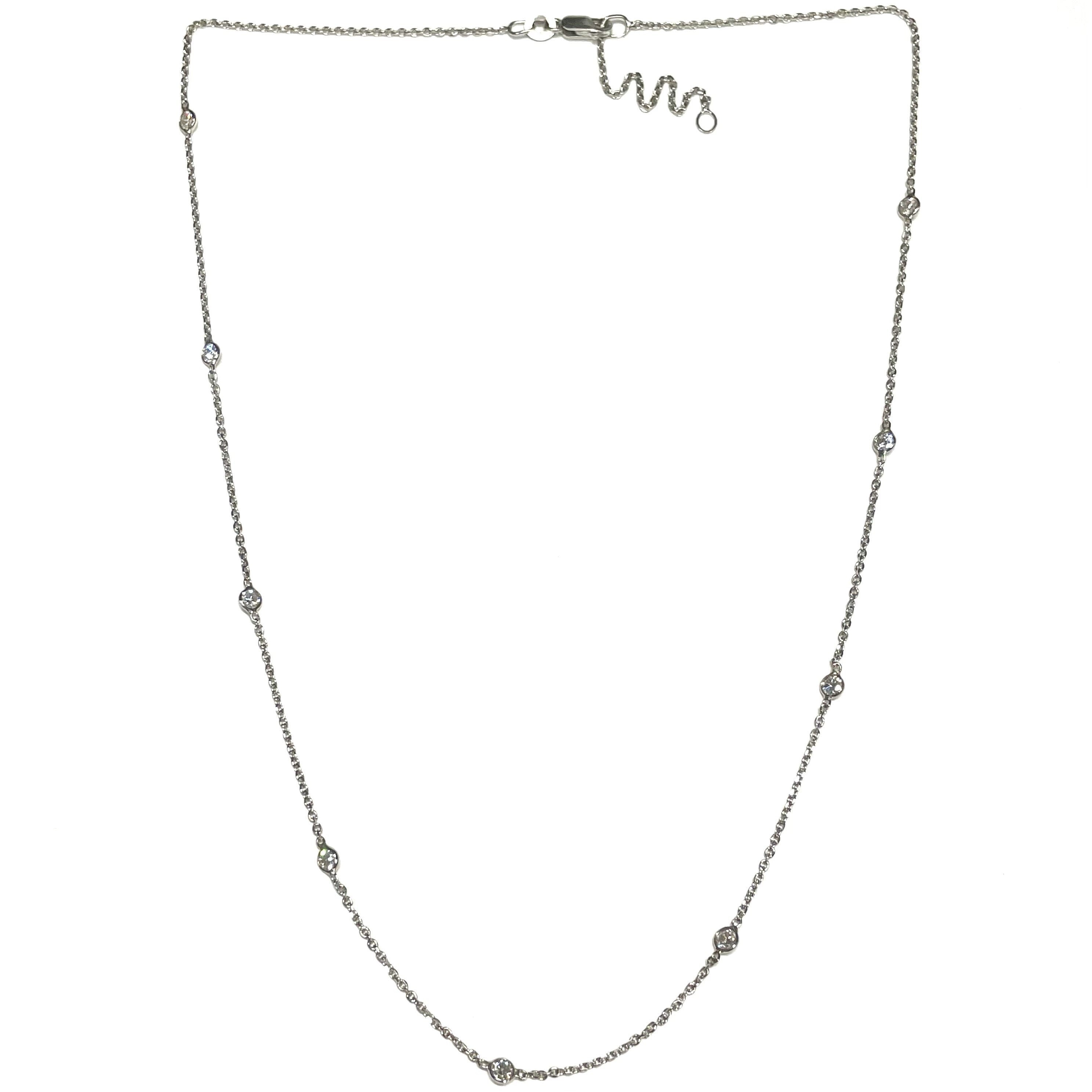 Solid 14k Nine Round Diamonds Necklace