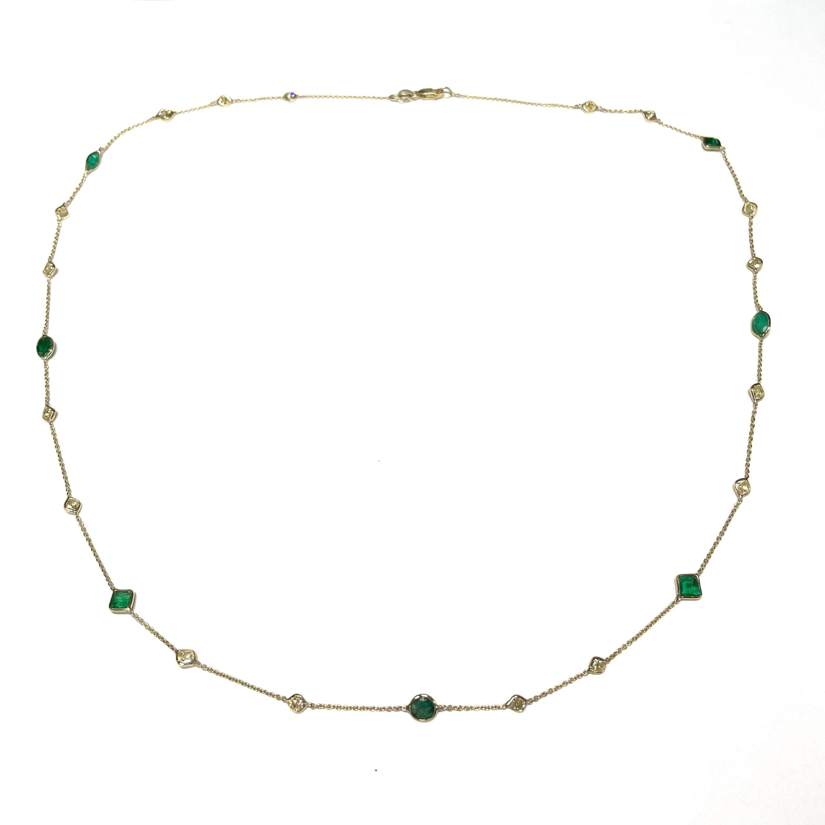 Solid 14k Emerald Diamonds Necklace