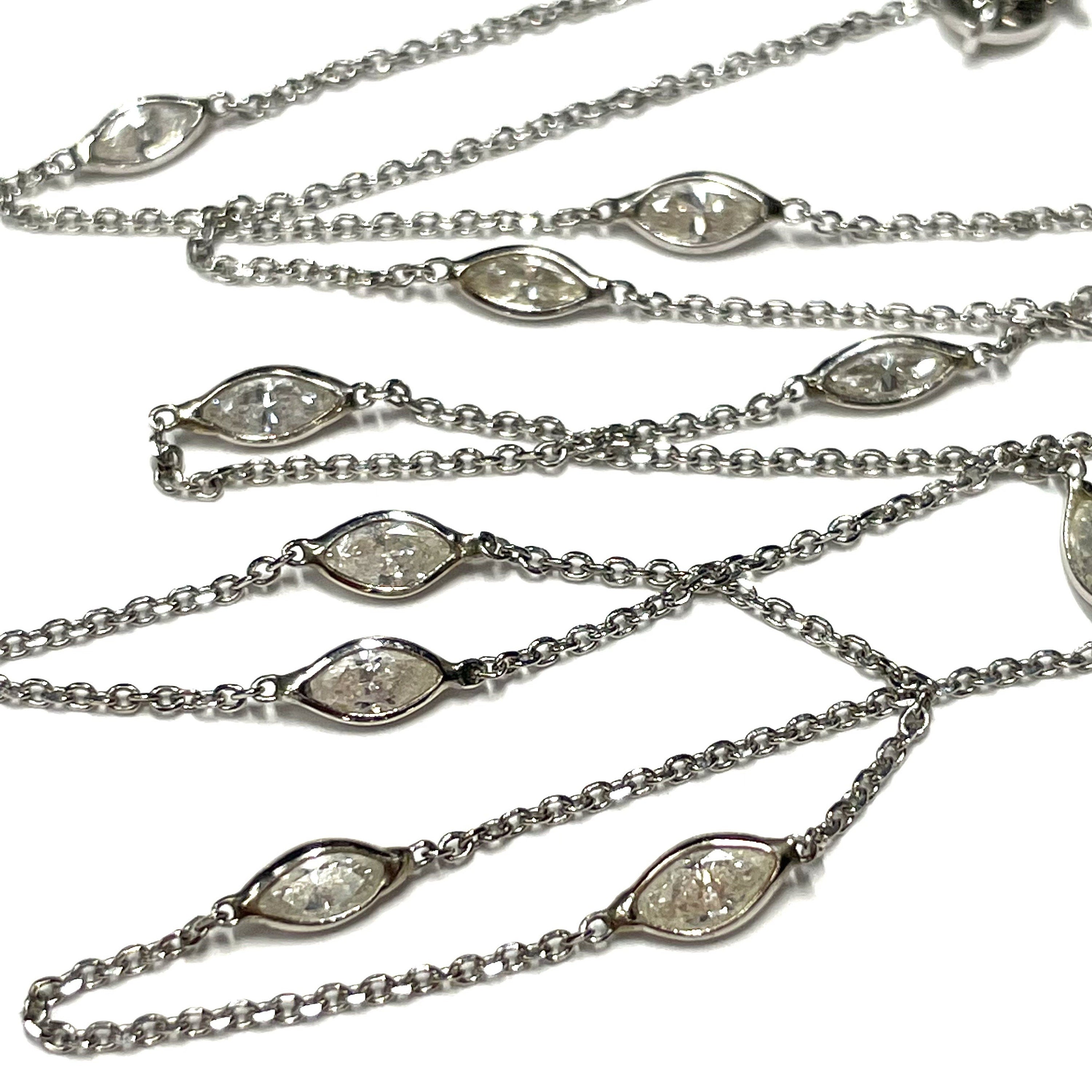 Solid 14k Marquise Diamonds Necklace
