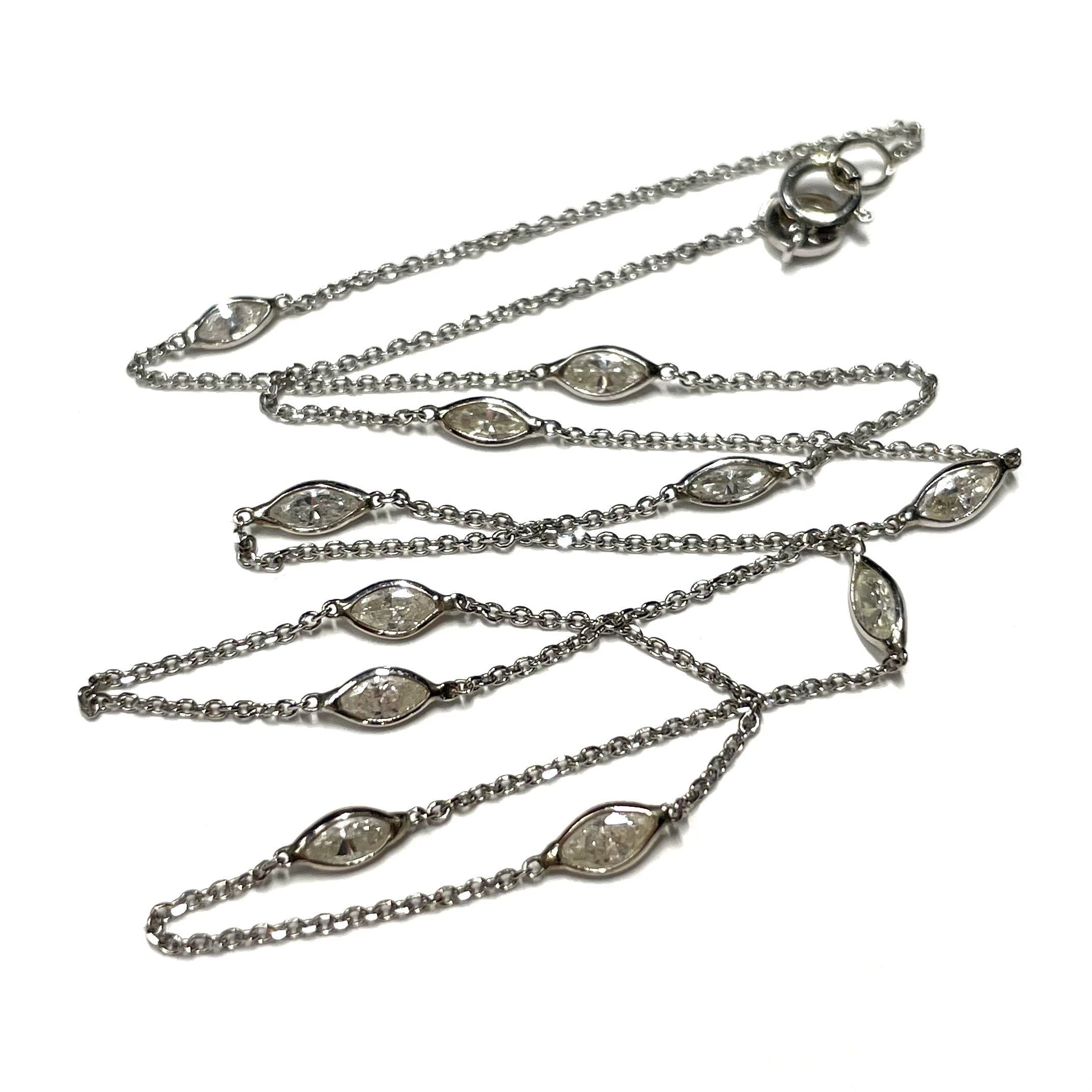 Solid 14k Marquise Diamonds Necklace