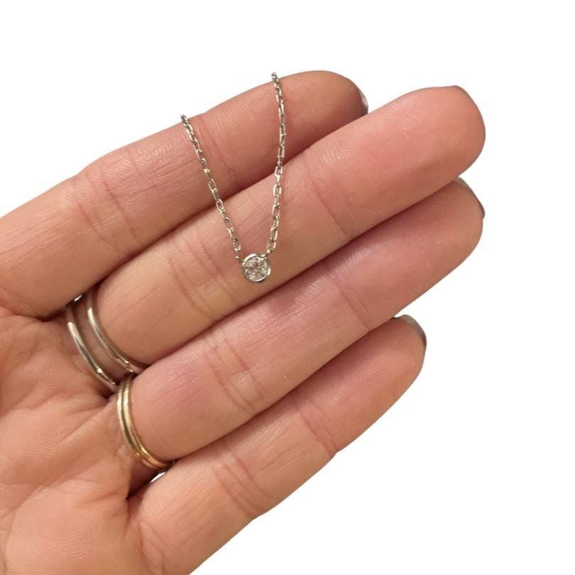 Solid 14k Diamonds Solitaire Necklace