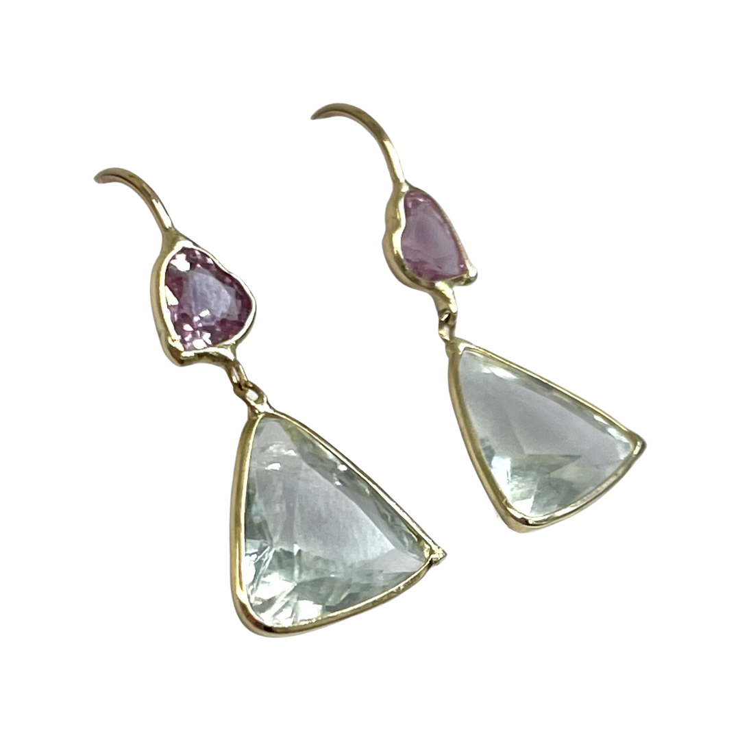 Aquamarine Pink Sapphire Earrings