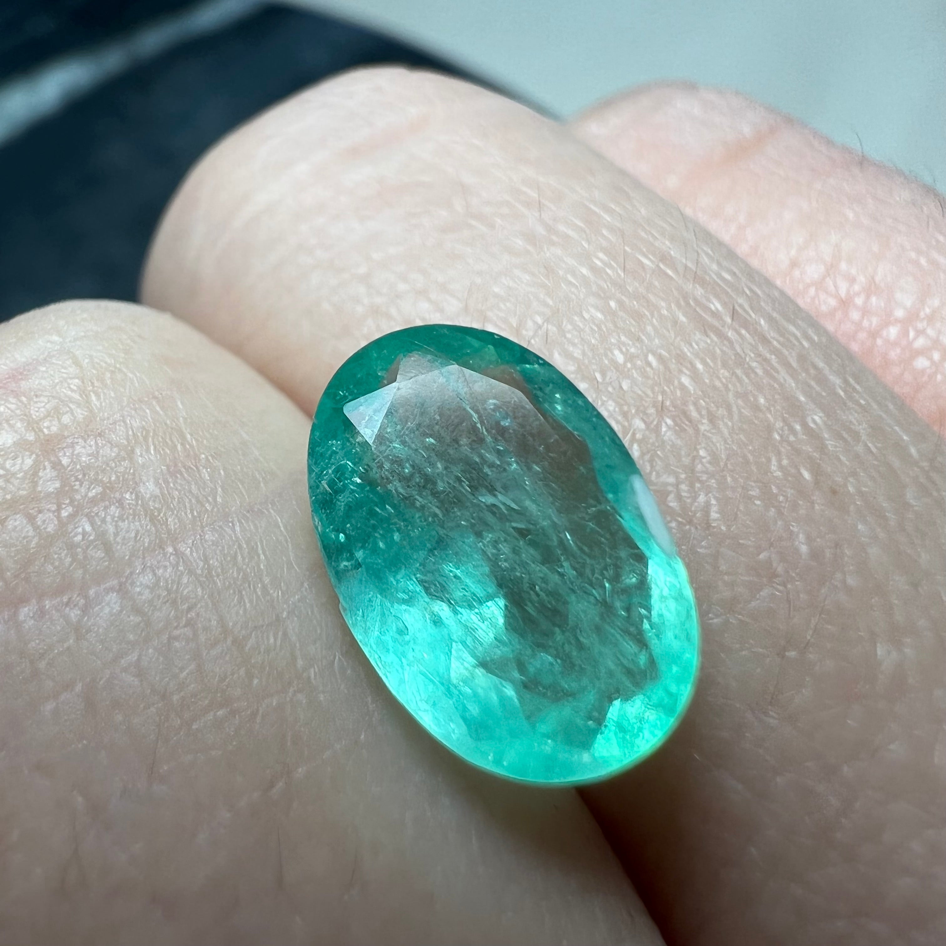 2.59CT Natural Colombian Emerald Loose Oval Cut 12x8mm