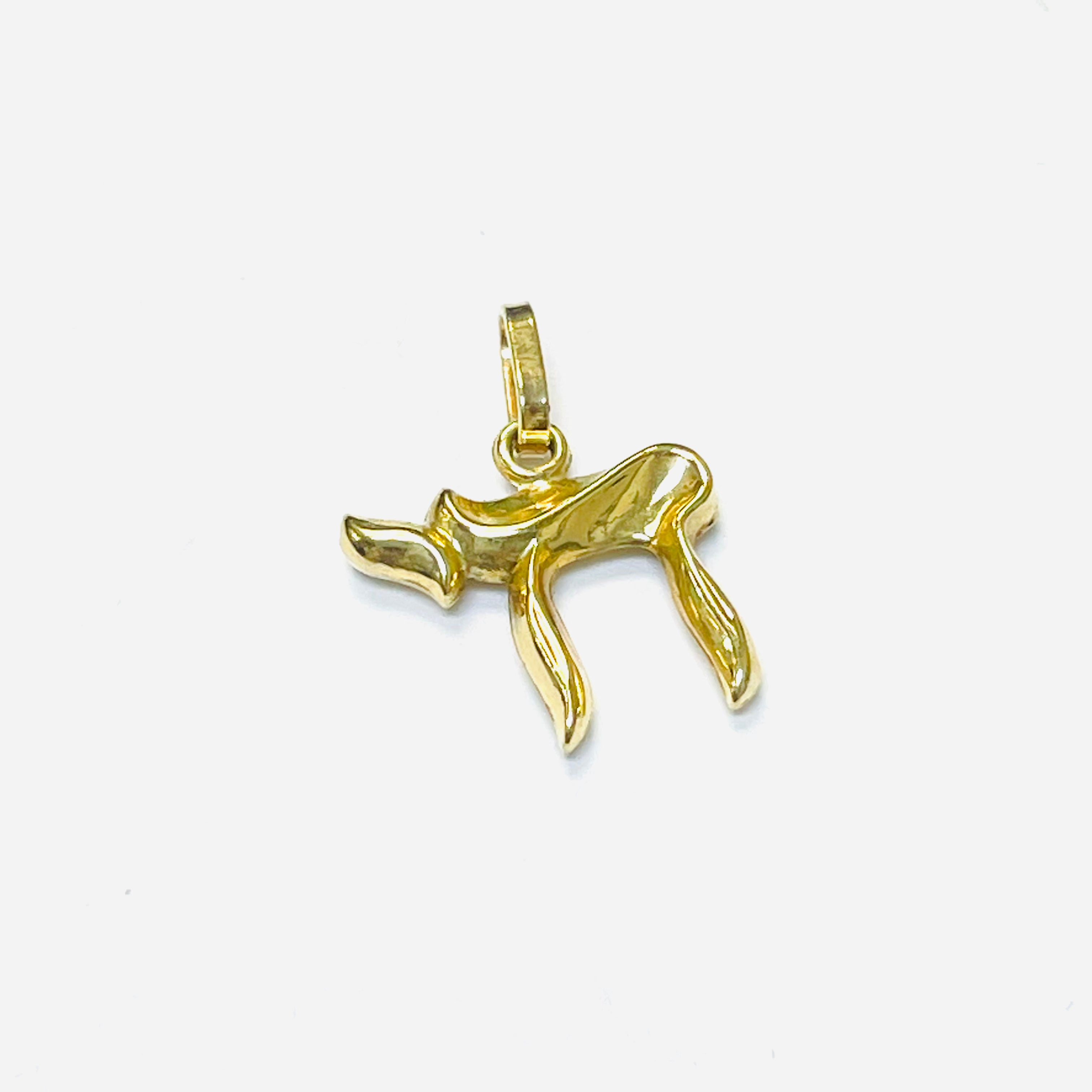 10K Yellow Gold Puffy Chai Pendant Charm