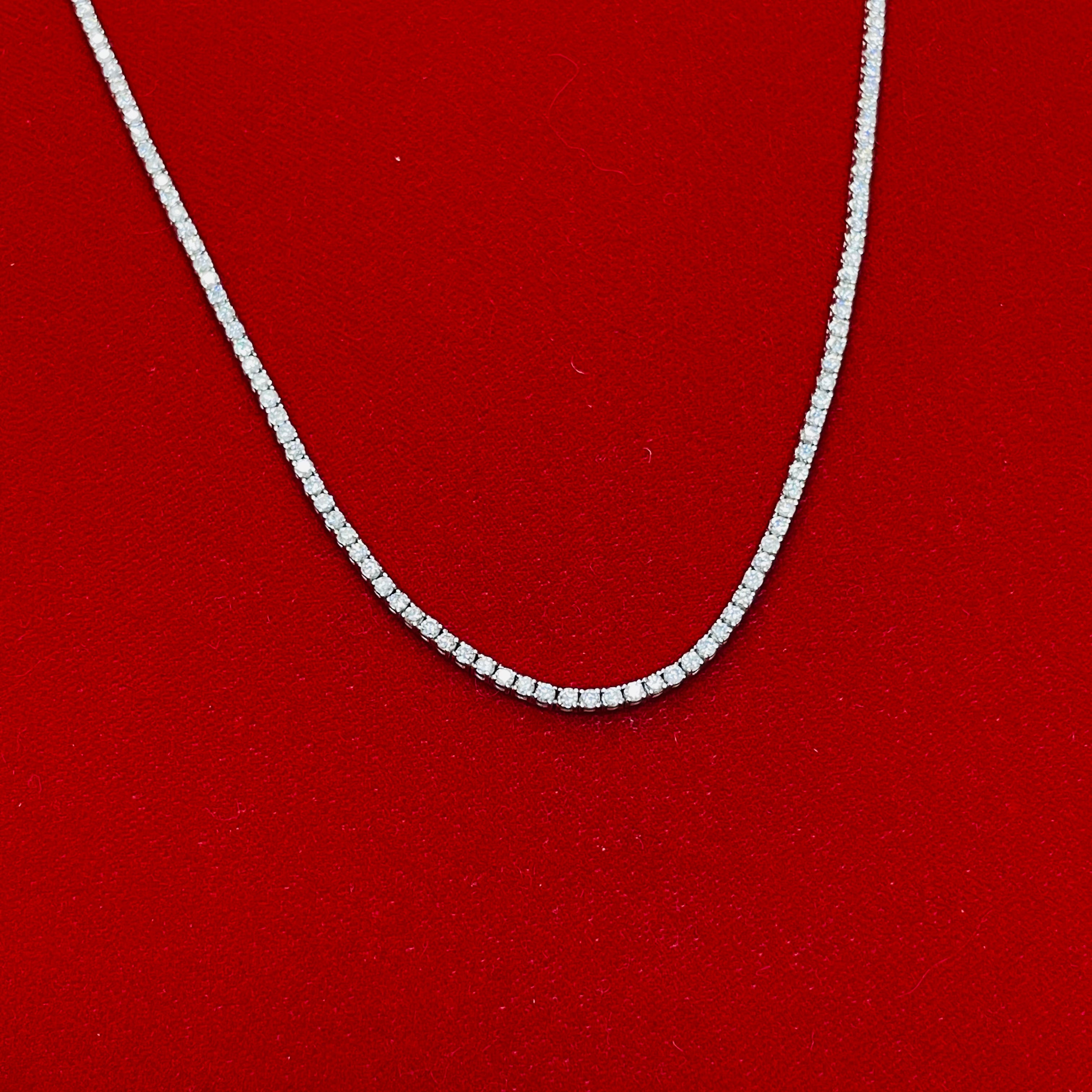 5.71CT Diamond Tennis Necklace 14K White Gold 17”