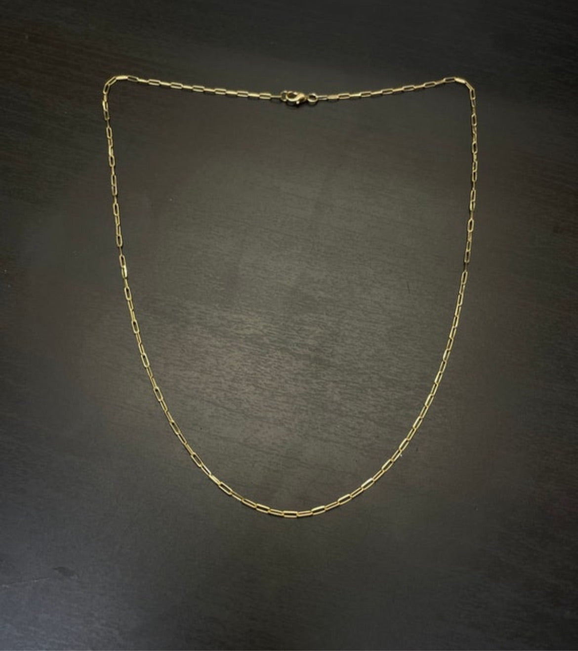 20” 18K Yellow Gold Paperclip Link Chain 1.3x4mm