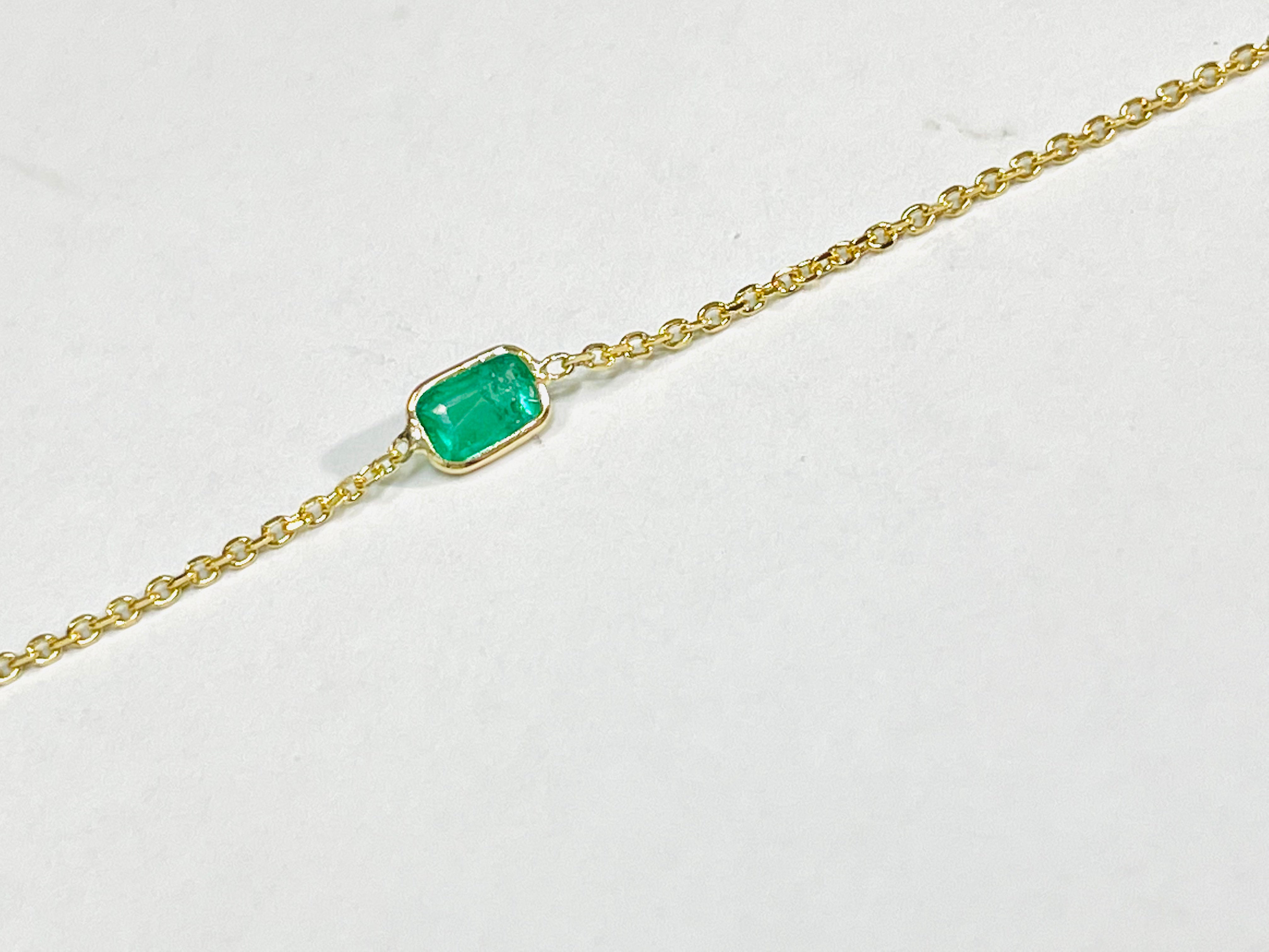 Colombian Emerald Handchain 14k Yellow Gold