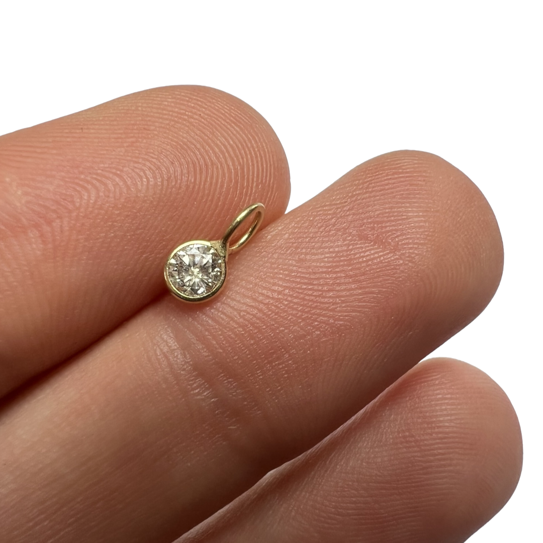 .31ct Round Diamond Pendant Charm 14K Yellow Gold 8.5x4mm