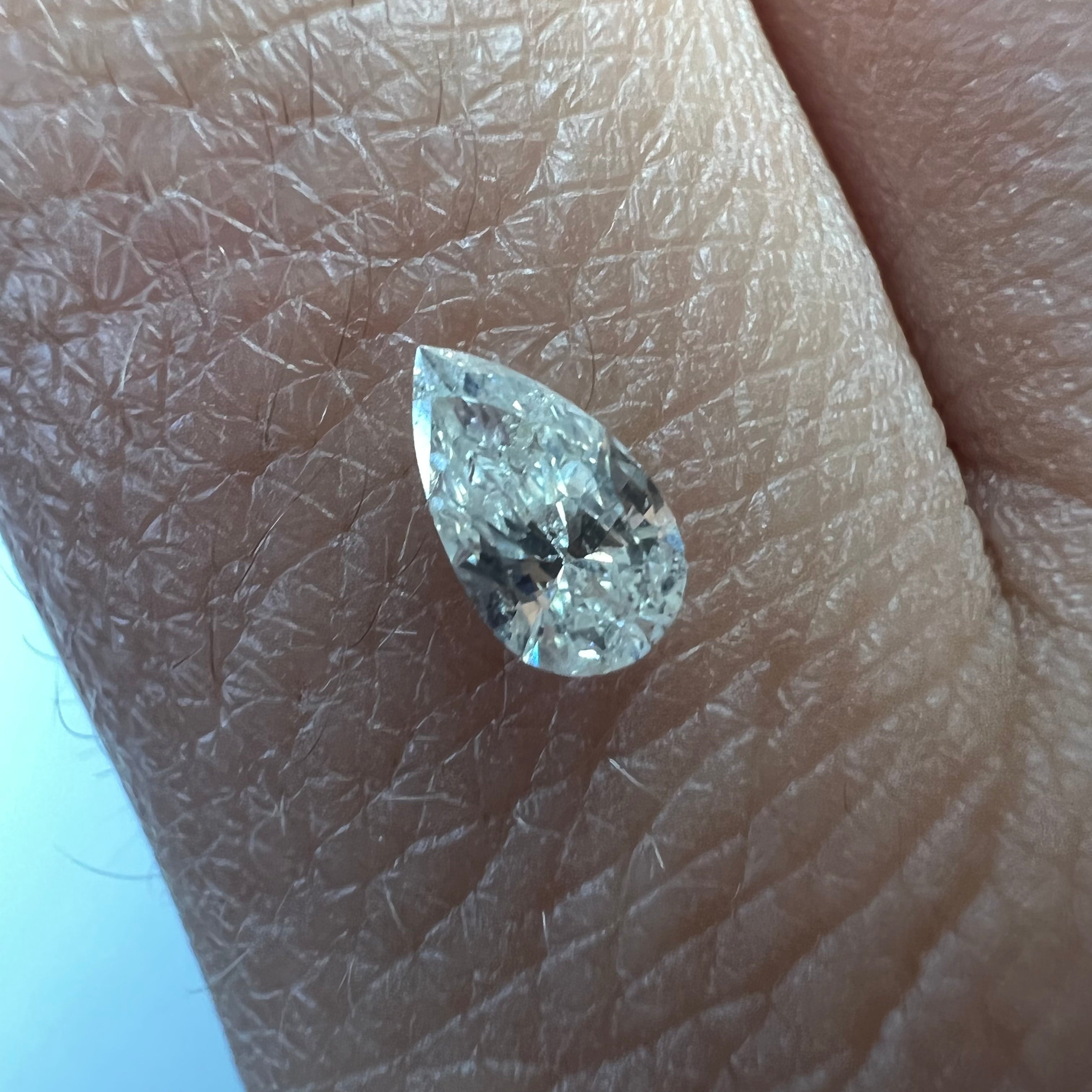 .31CT Pear Brilliant Diamond J I1 5.96x3.44x2.03mm Natural Earth mined