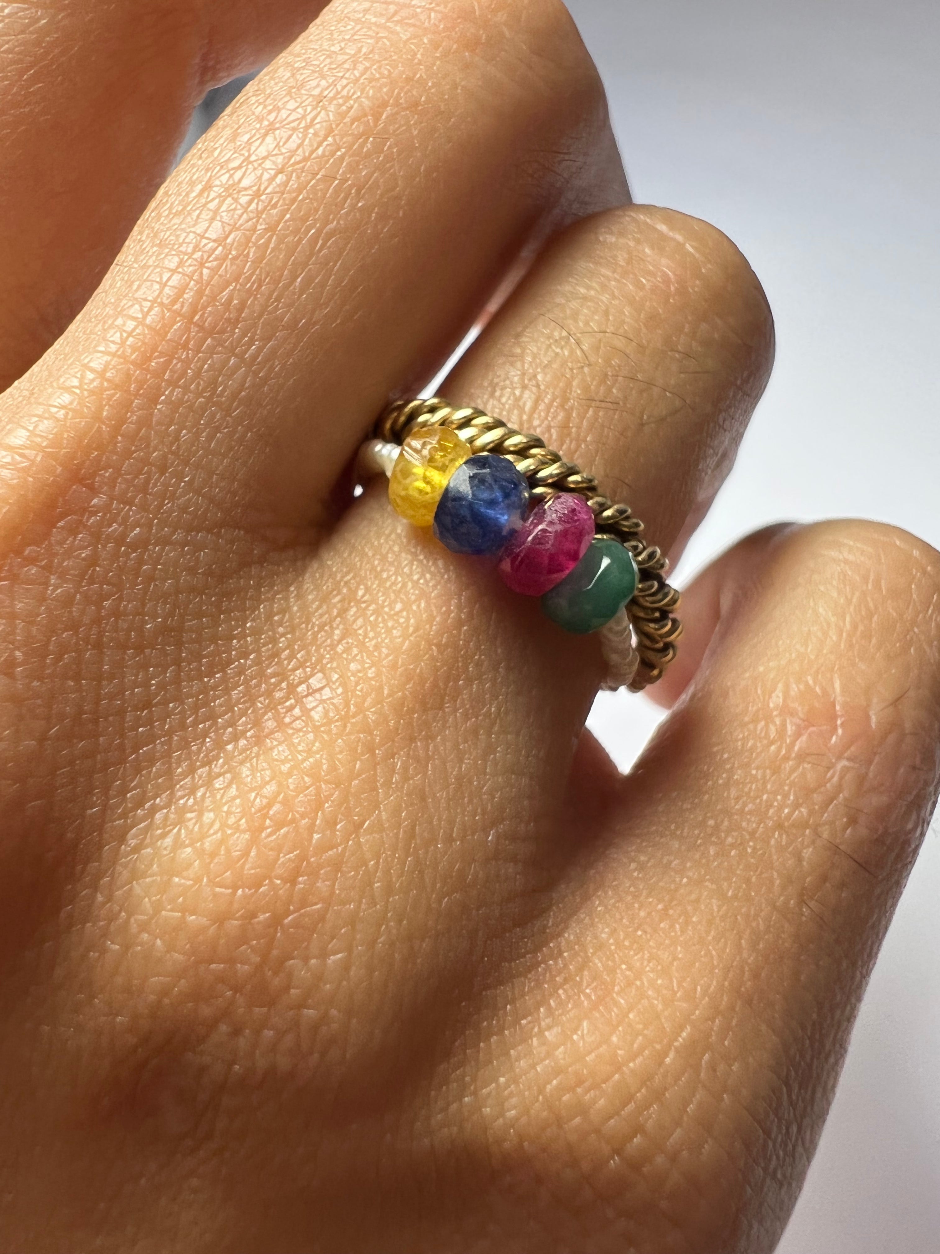 Natural Seed Pearl Eternity Rough Natural Beaded Gemstones Ring Size 5