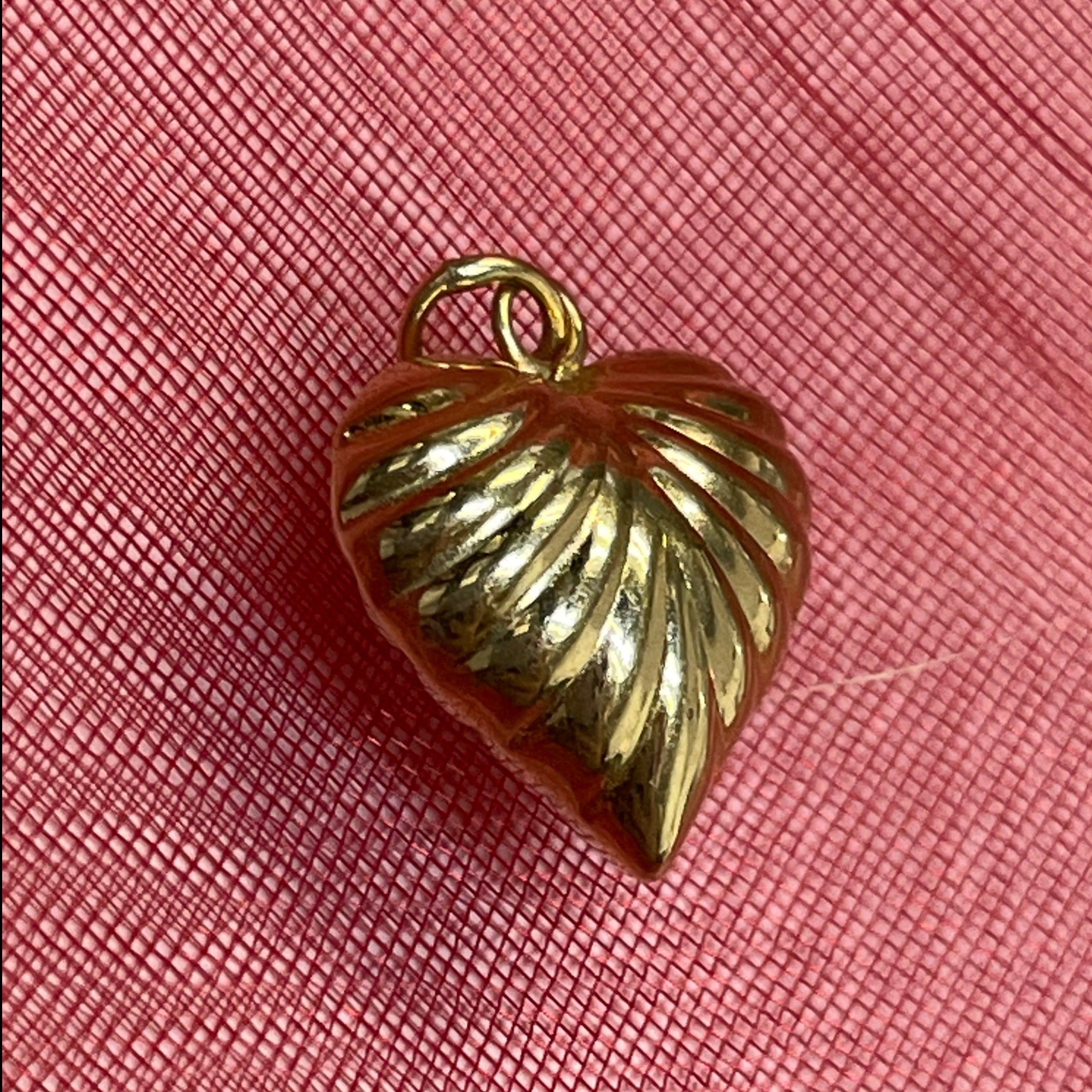 14K Yellow Gold Puffy Heart Pendant Charm