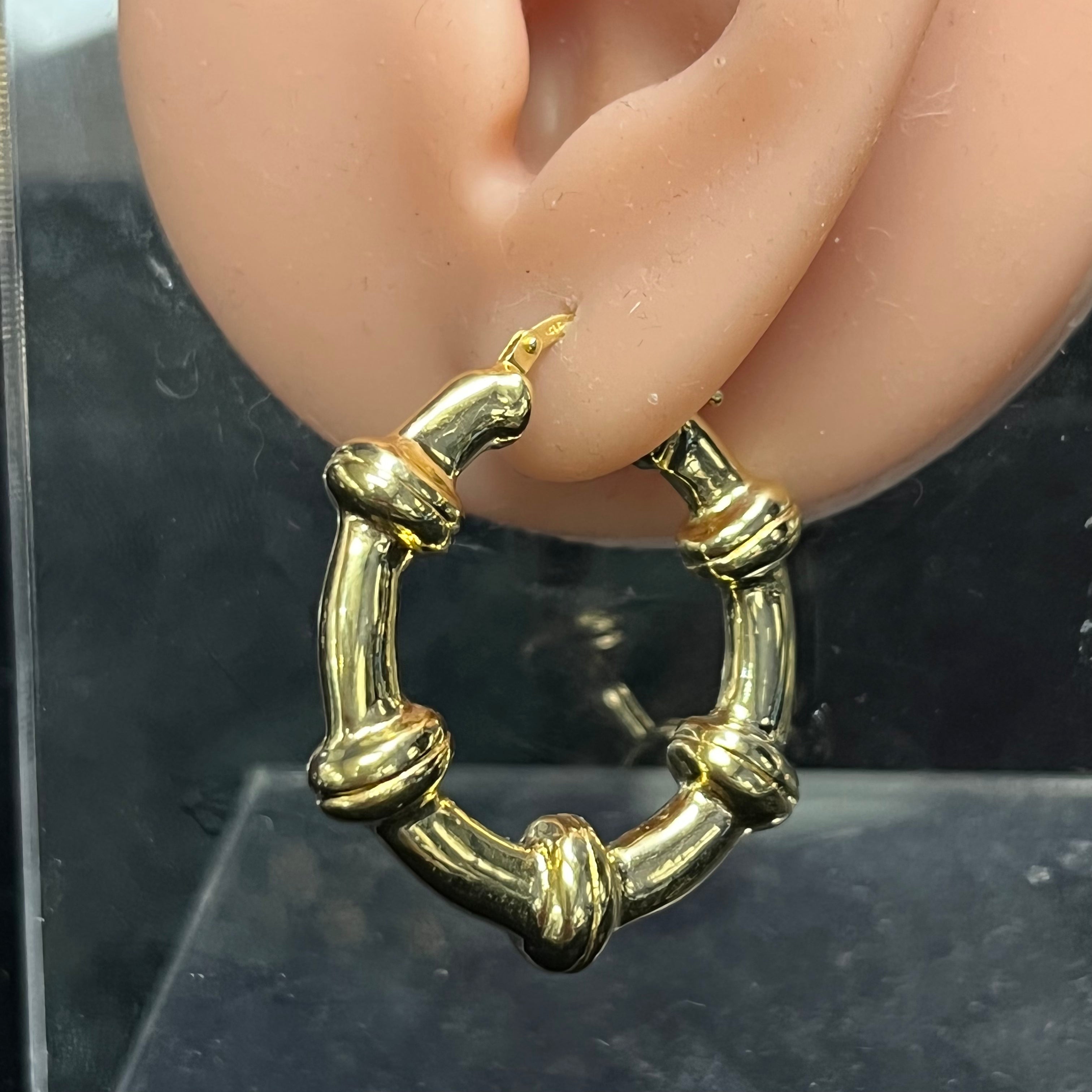 Anchor 1.25" 14K Yellow Gold Puffy Sleek Hoops
